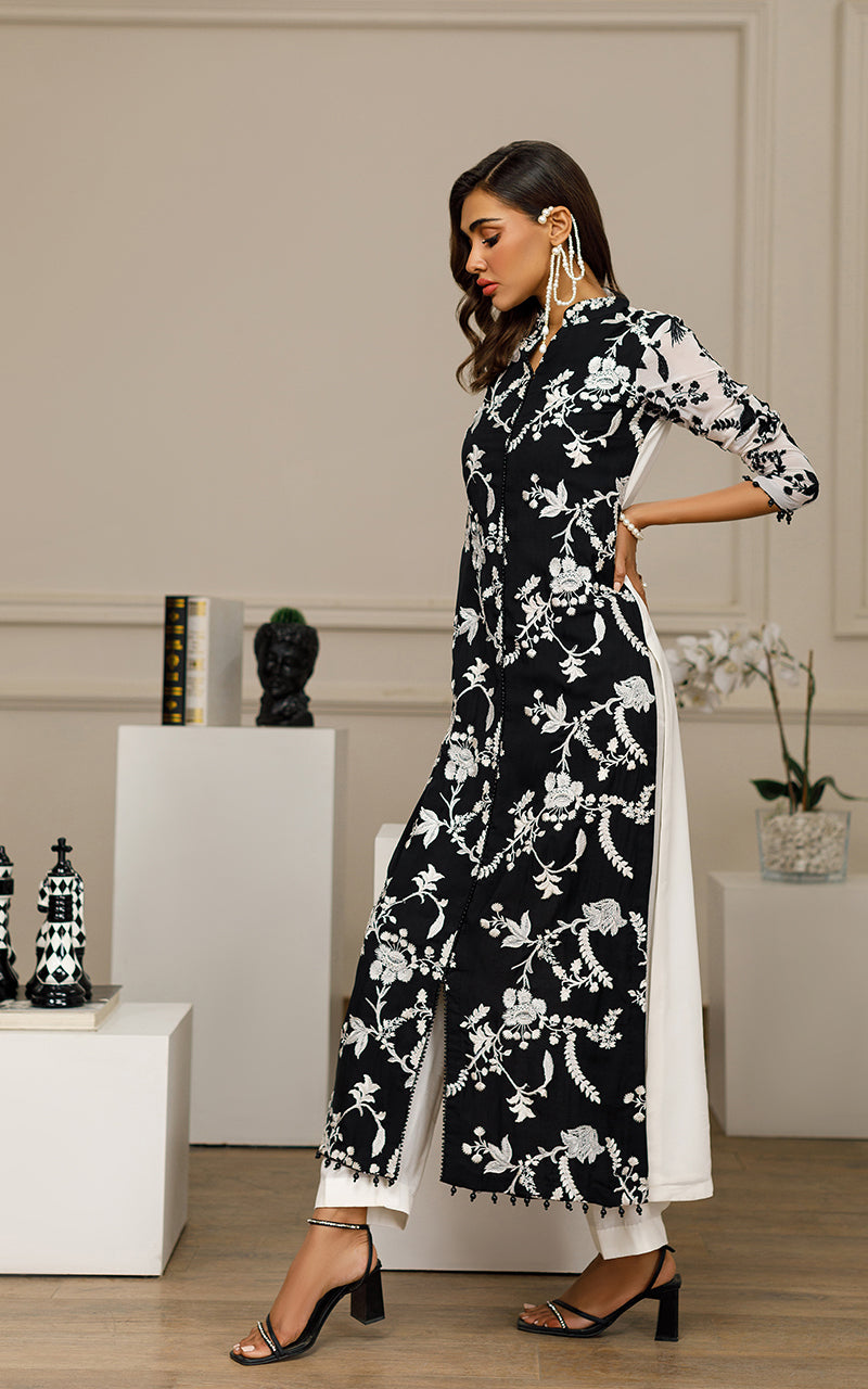 Chiffon Embroidered Long Shirt