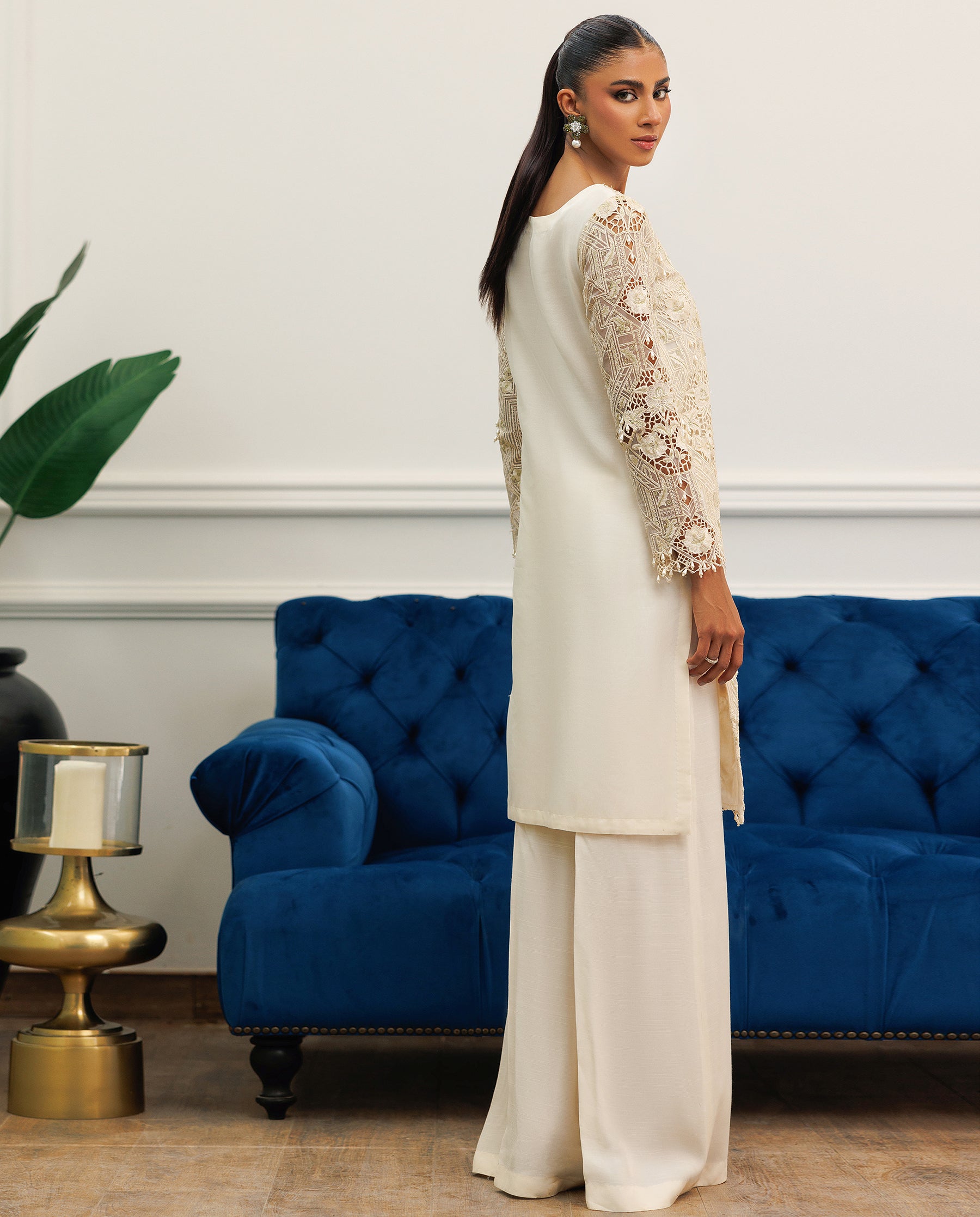 Unstitched Embroidered Organza Shirt