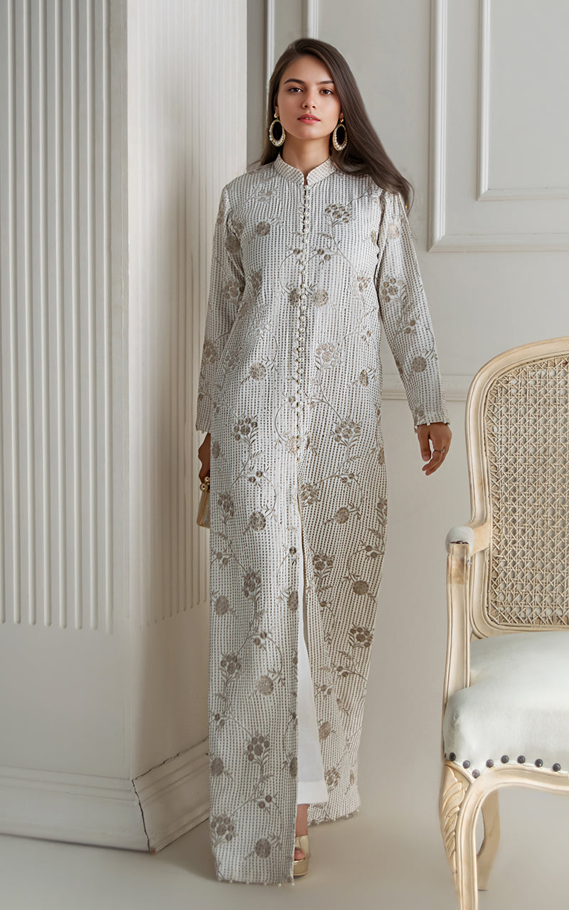 Embroidered Chiffon Dress