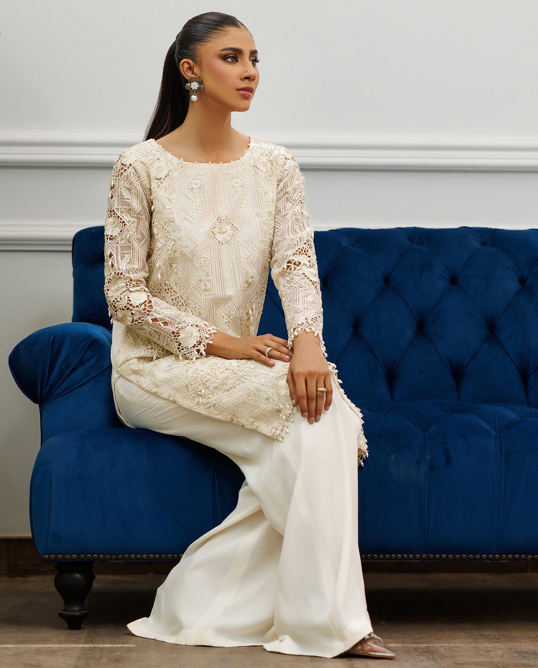 Unstitched Embroidered Organza Shirt