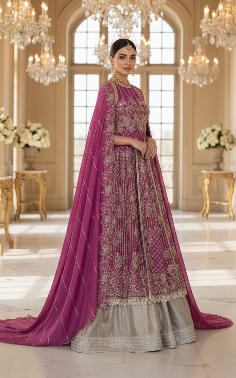 Embroidered Dress With Skirt and Dupatta