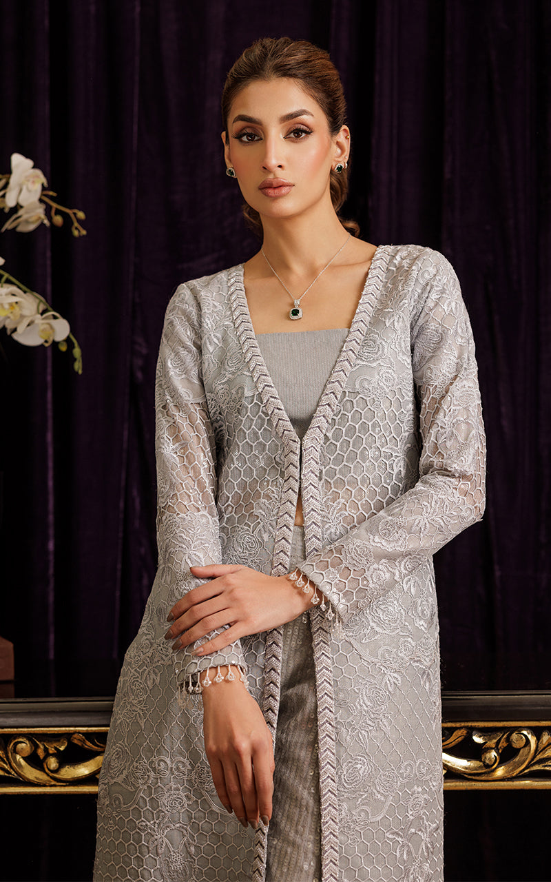 Unstitched Organza Embroidered Jacket
