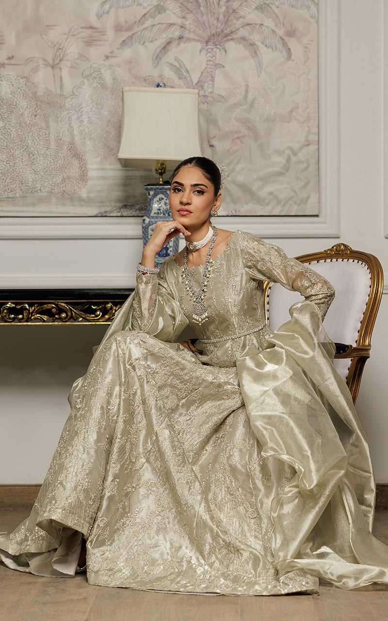 Unstitched Elegant Sage Green Traditional Ensemble