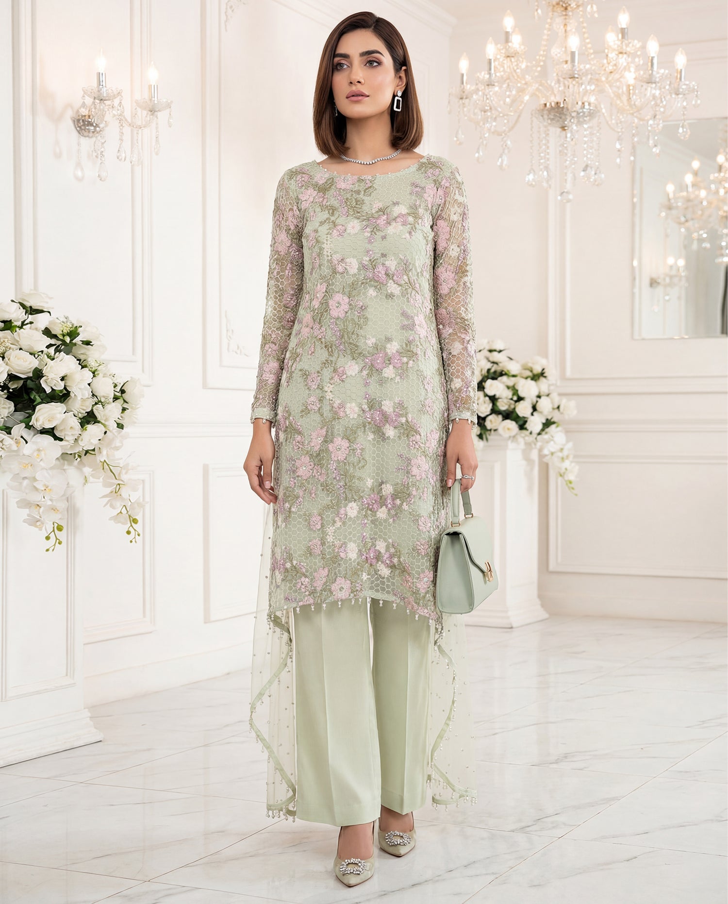 Mint Gardenia Lace Set