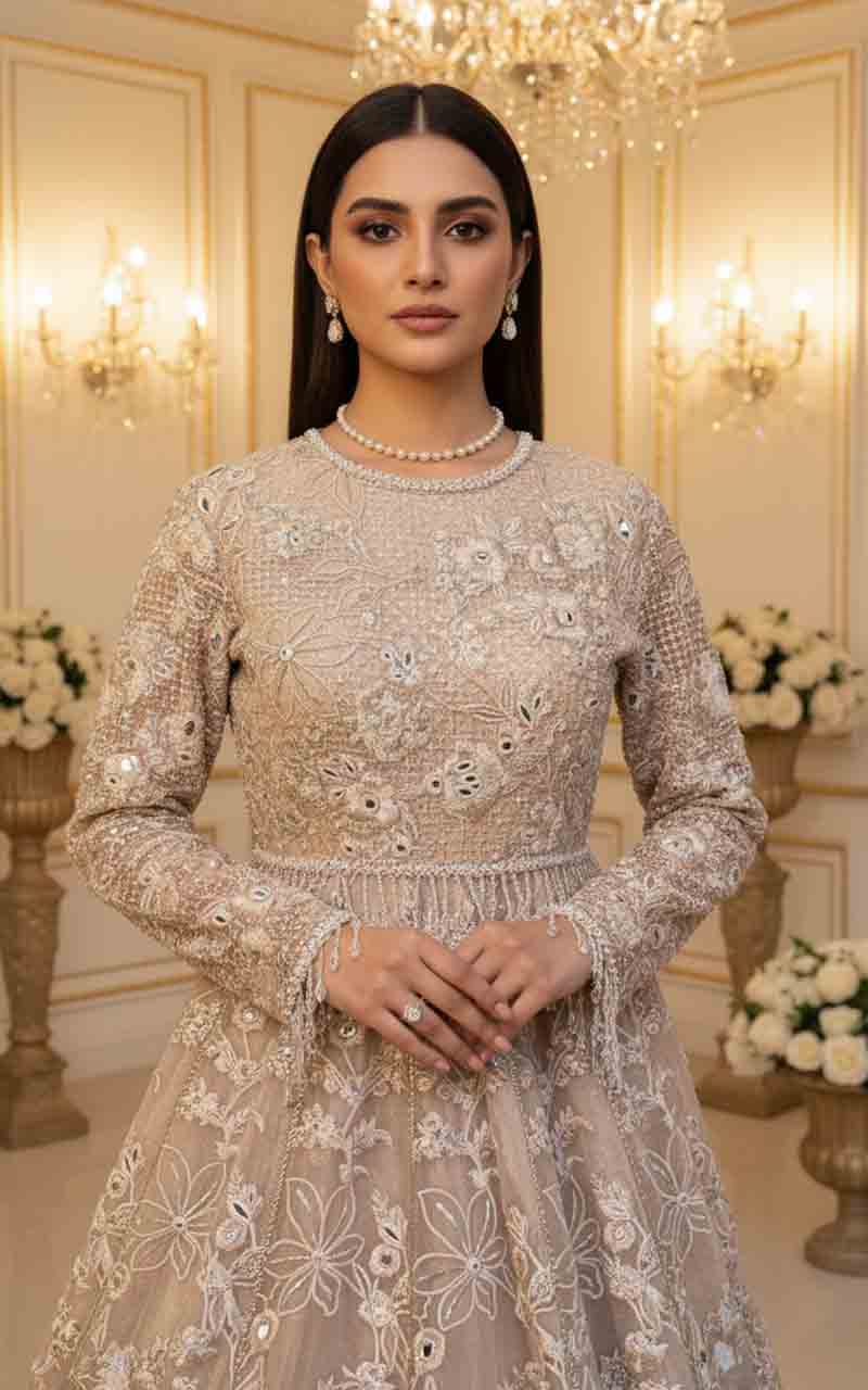 Embroidered Dress With Skirt