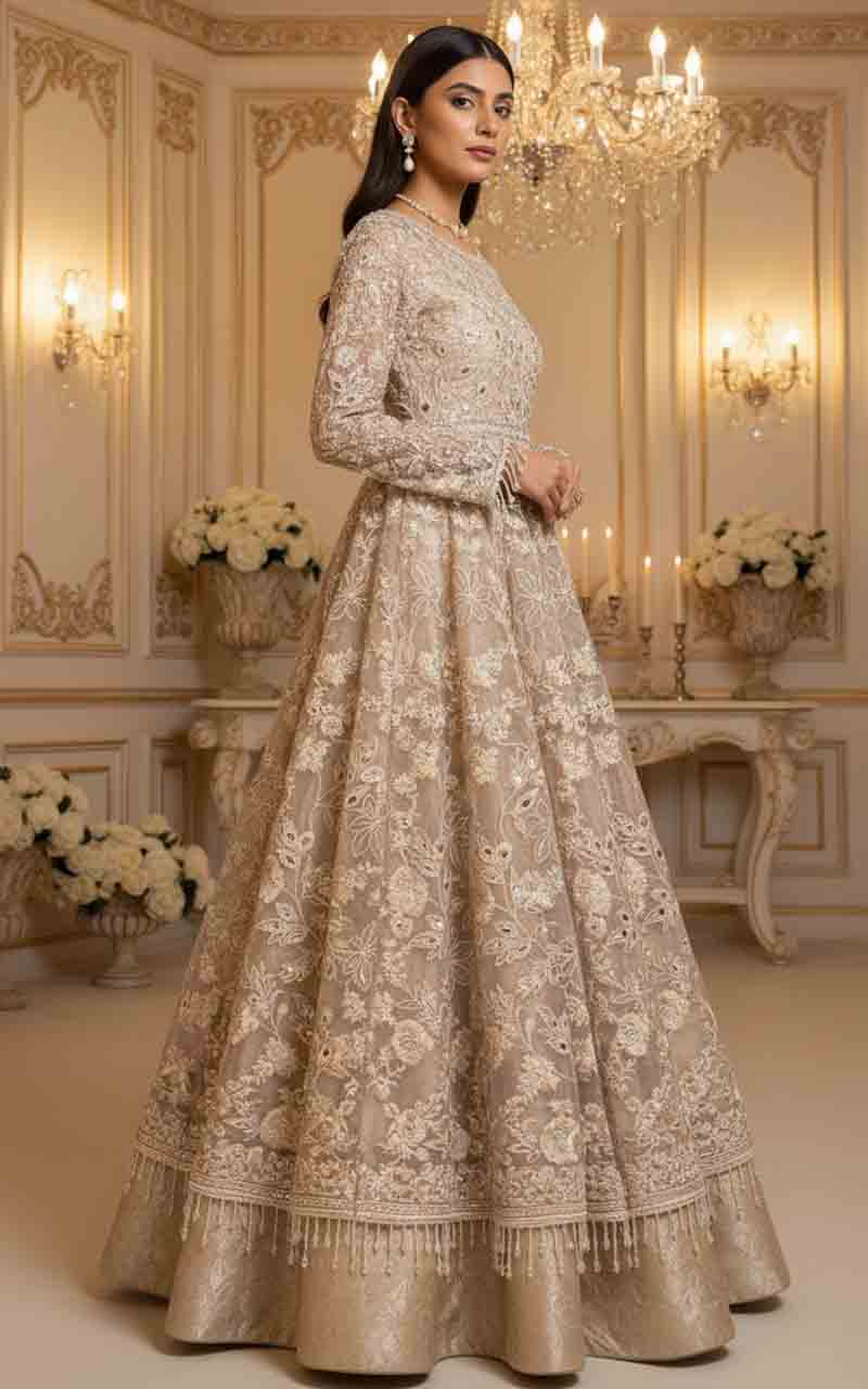 Embroidered Dress With Skirt