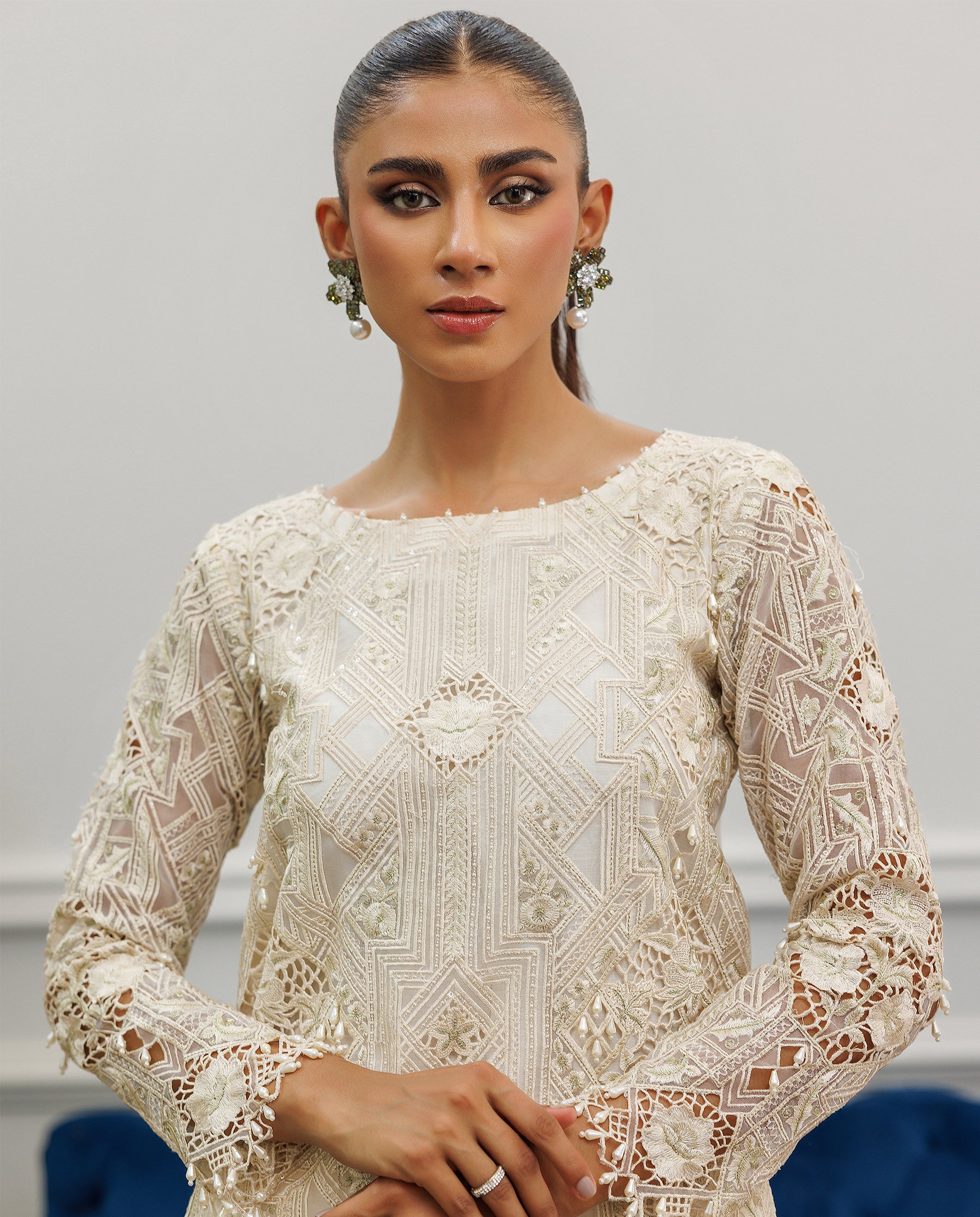 Unstitched Embroidered Organza Shirt