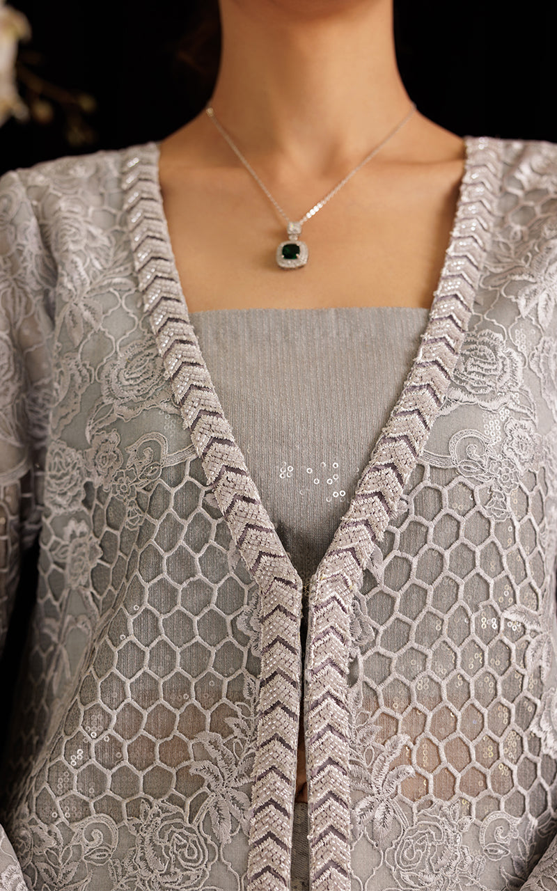 Unstitched Organza Embroidered Jacket