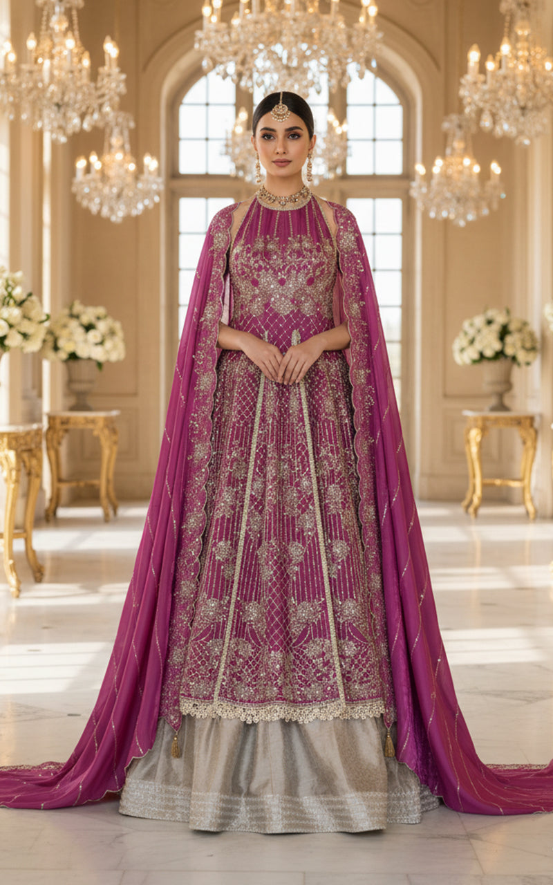 Embroidered Dress With Skirt and Dupatta