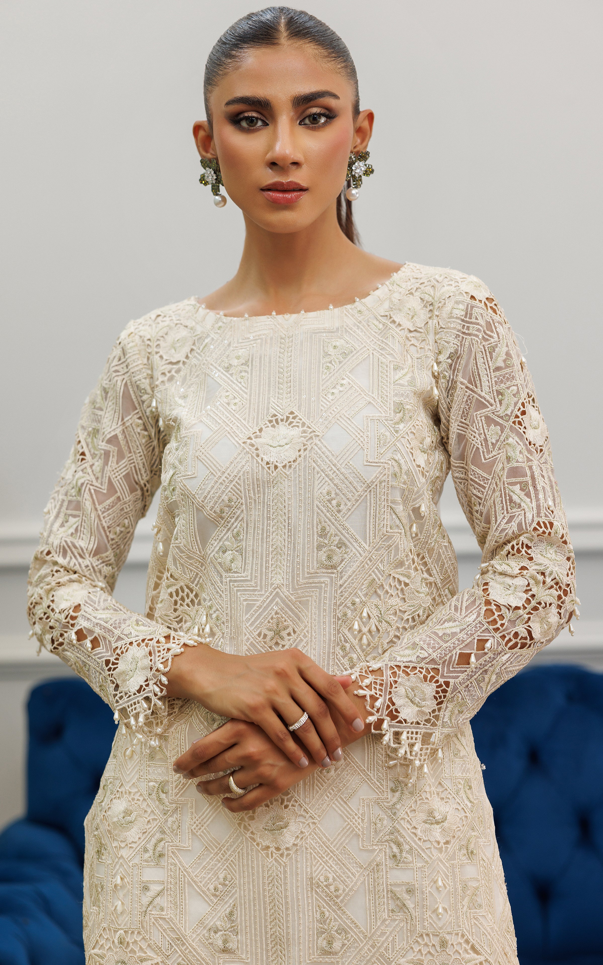 Organza Embroidered Shirt