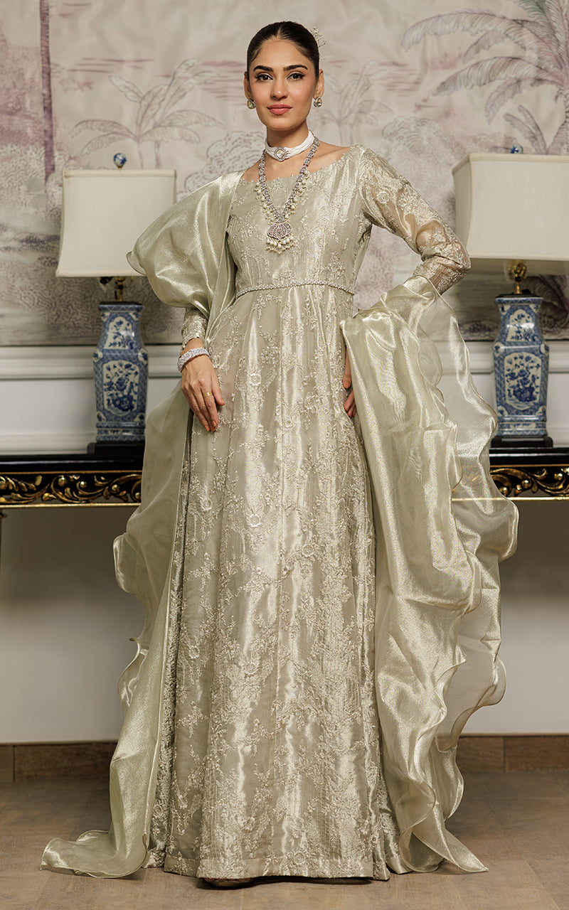Unstitched Elegant Sage Green Traditional Ensemble