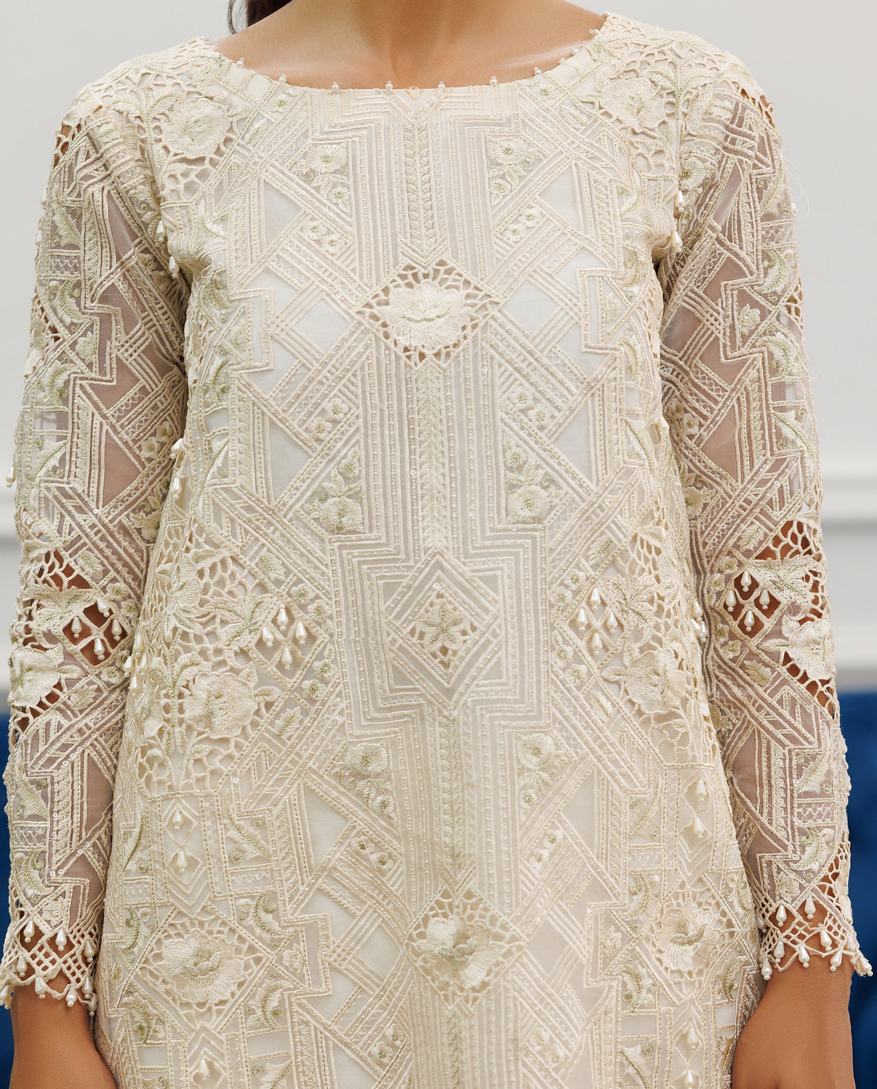 Unstitched Embroidered Organza Shirt