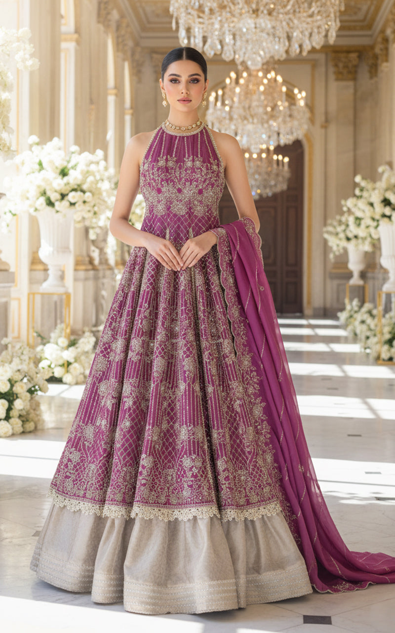 Embroidered Dress With Skirt and Dupatta