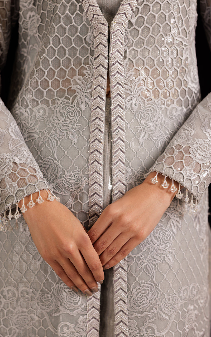 Unstitched Organza Embroidered Jacket