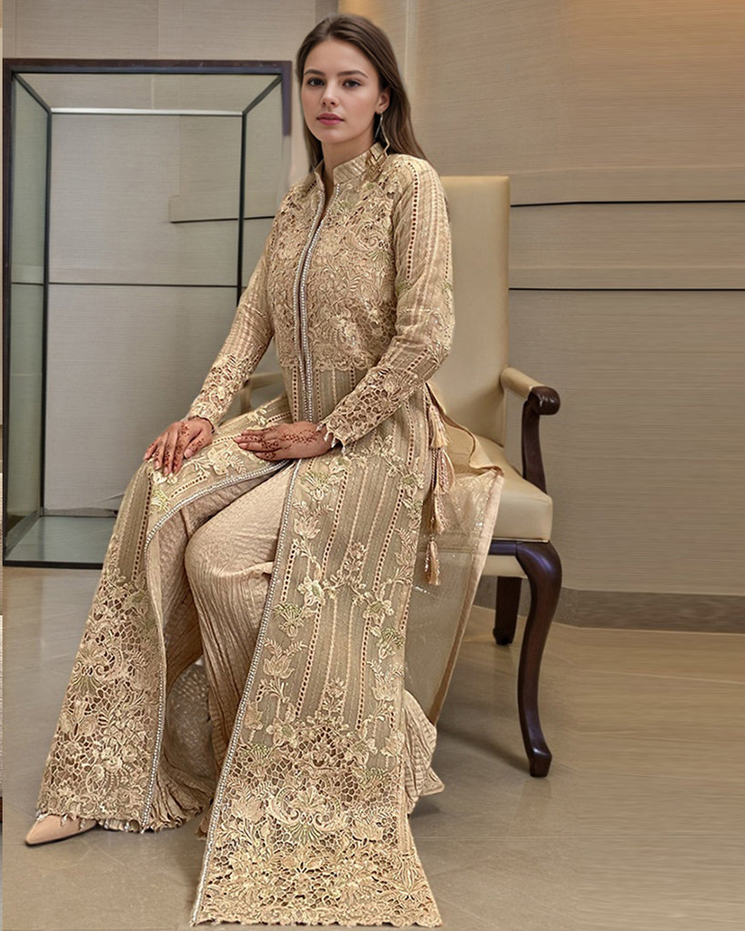 Unstitched Organza Embroidered Jacket