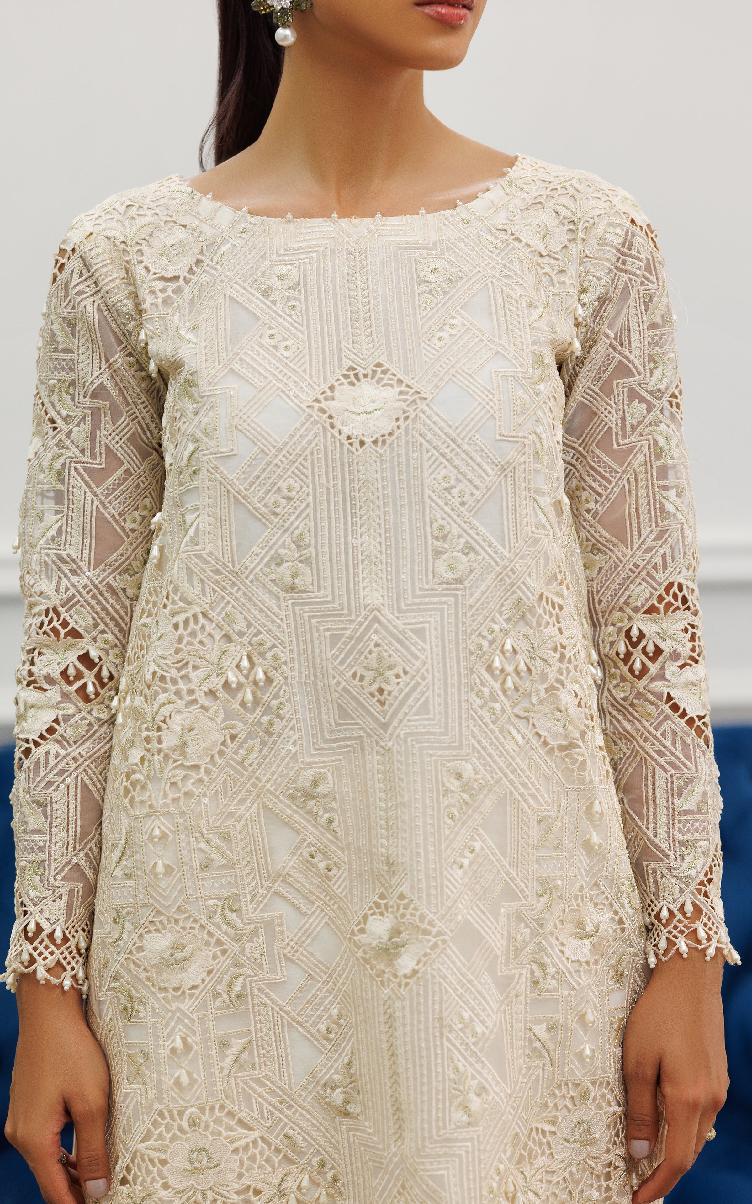 Organza Embroidered Shirt