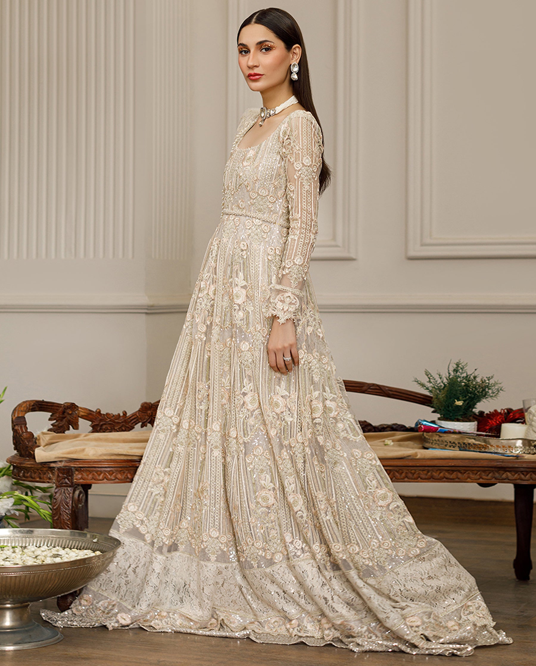 Net Embroidered Maxi
