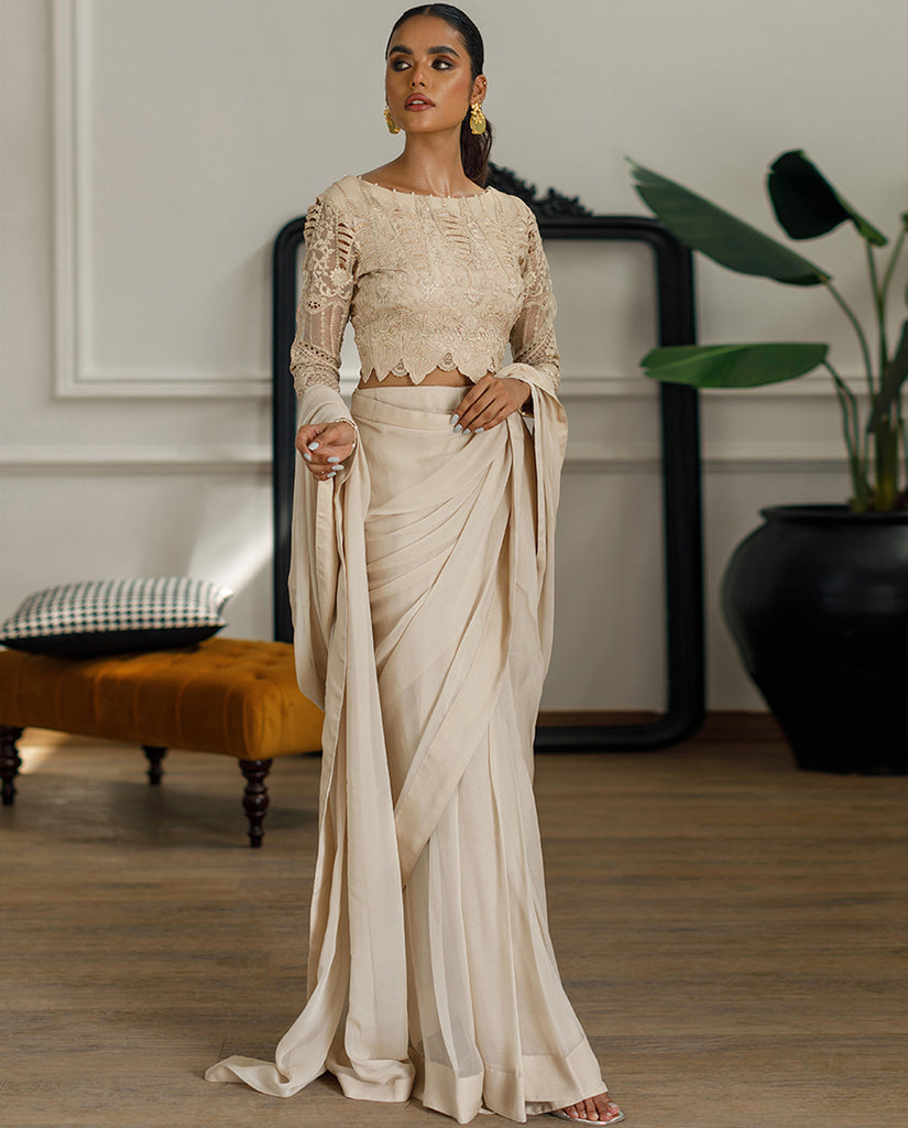 Unstitched Embroidered Saree