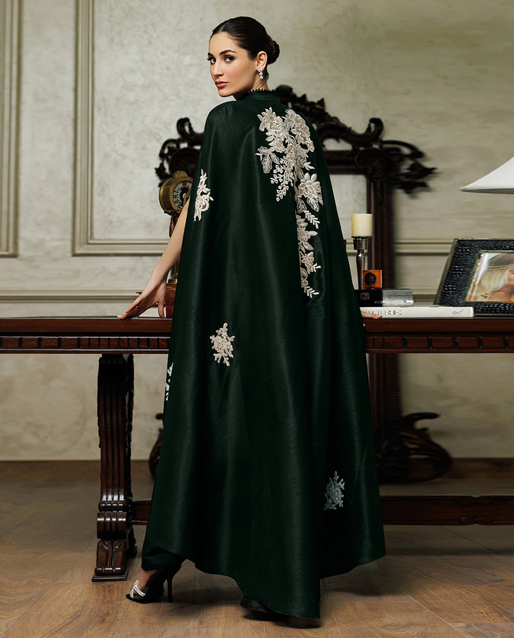 Embroidered Cape With Trouser
