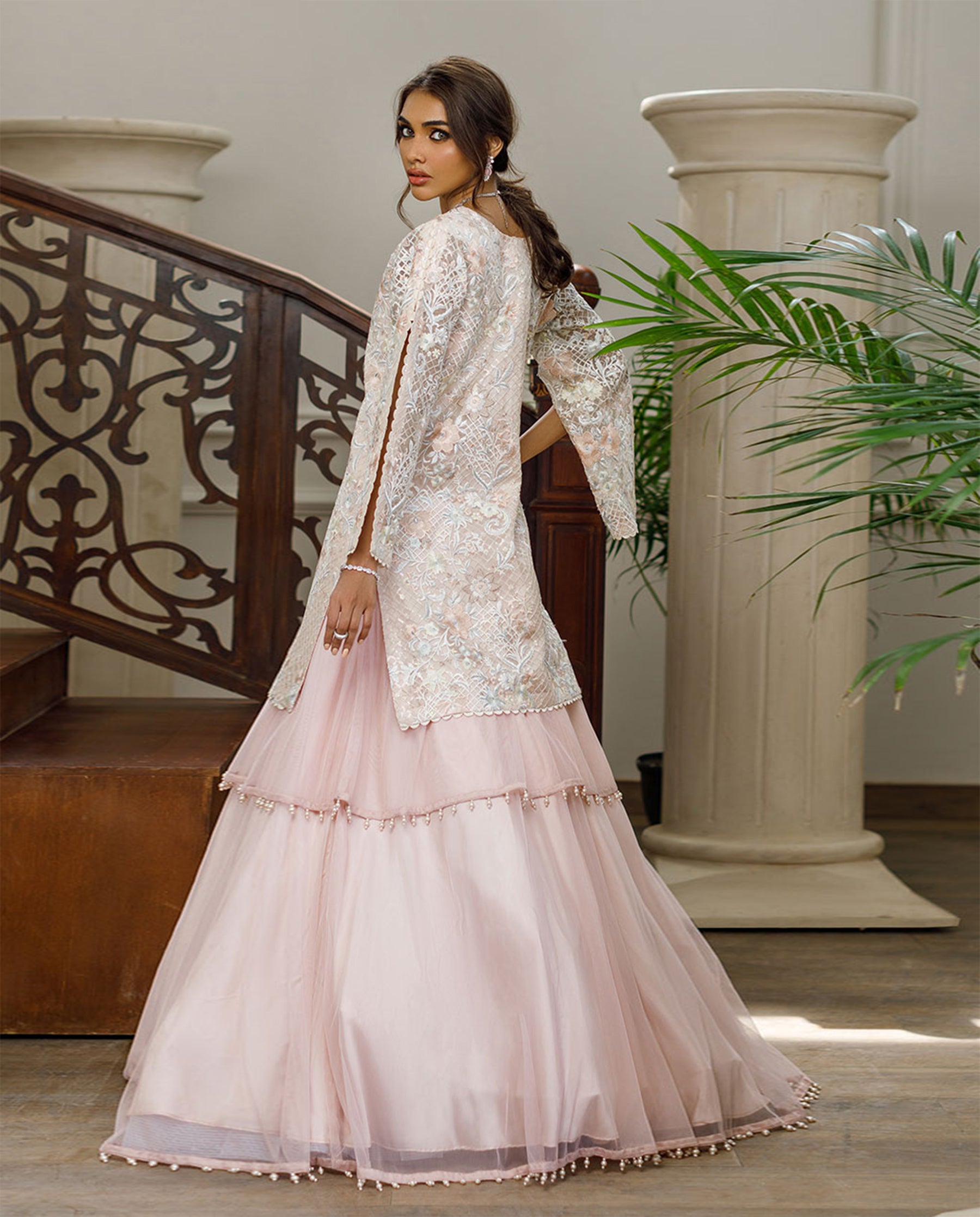 Embroidered Jacket with Skirt