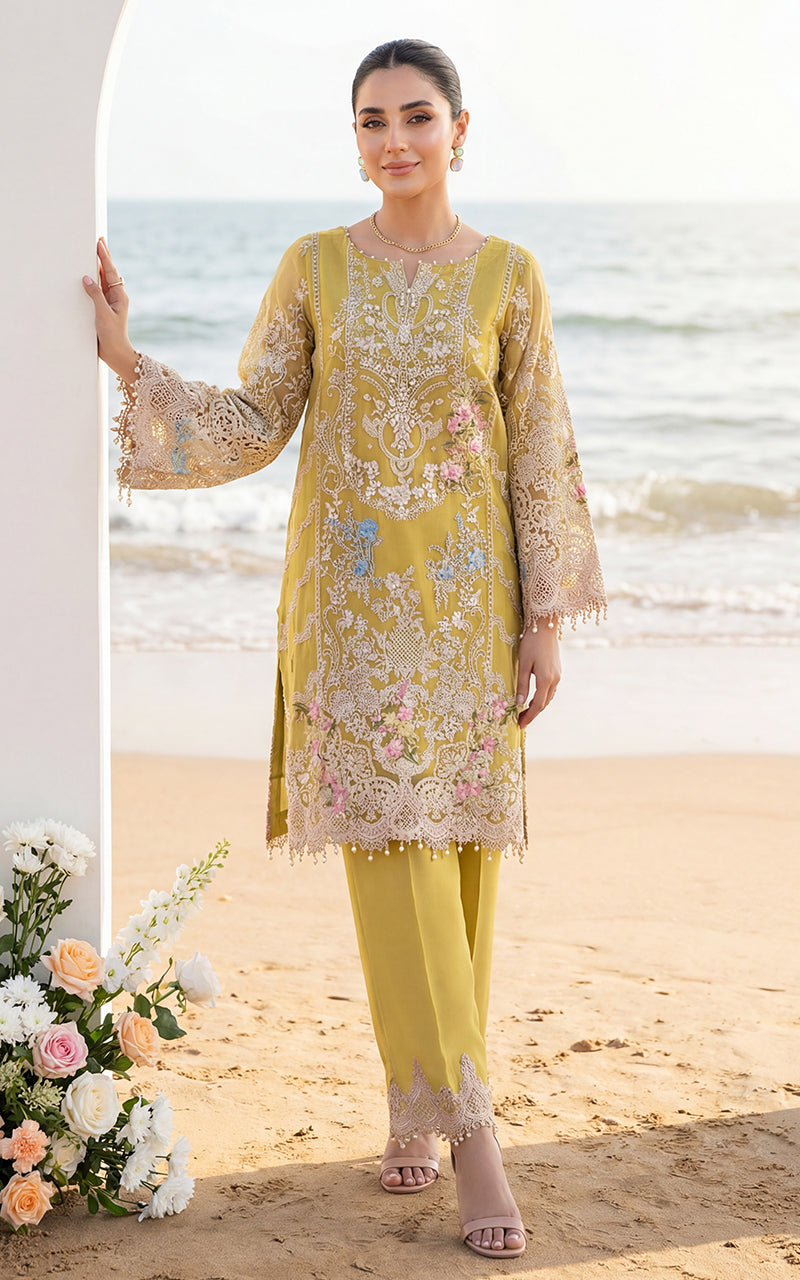 Embroidered Shirt With Trouser