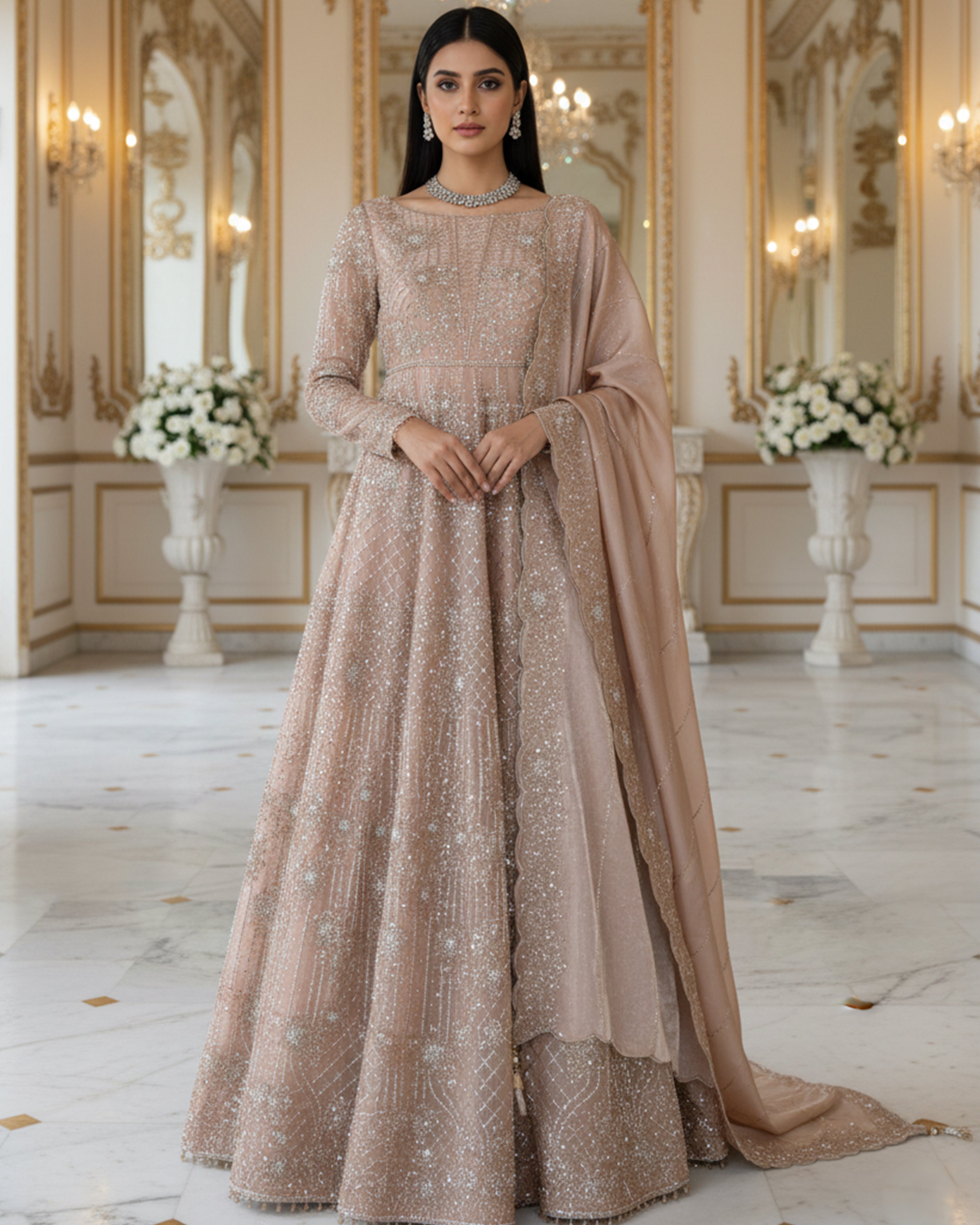 Embroidered Maxi With Dupatta