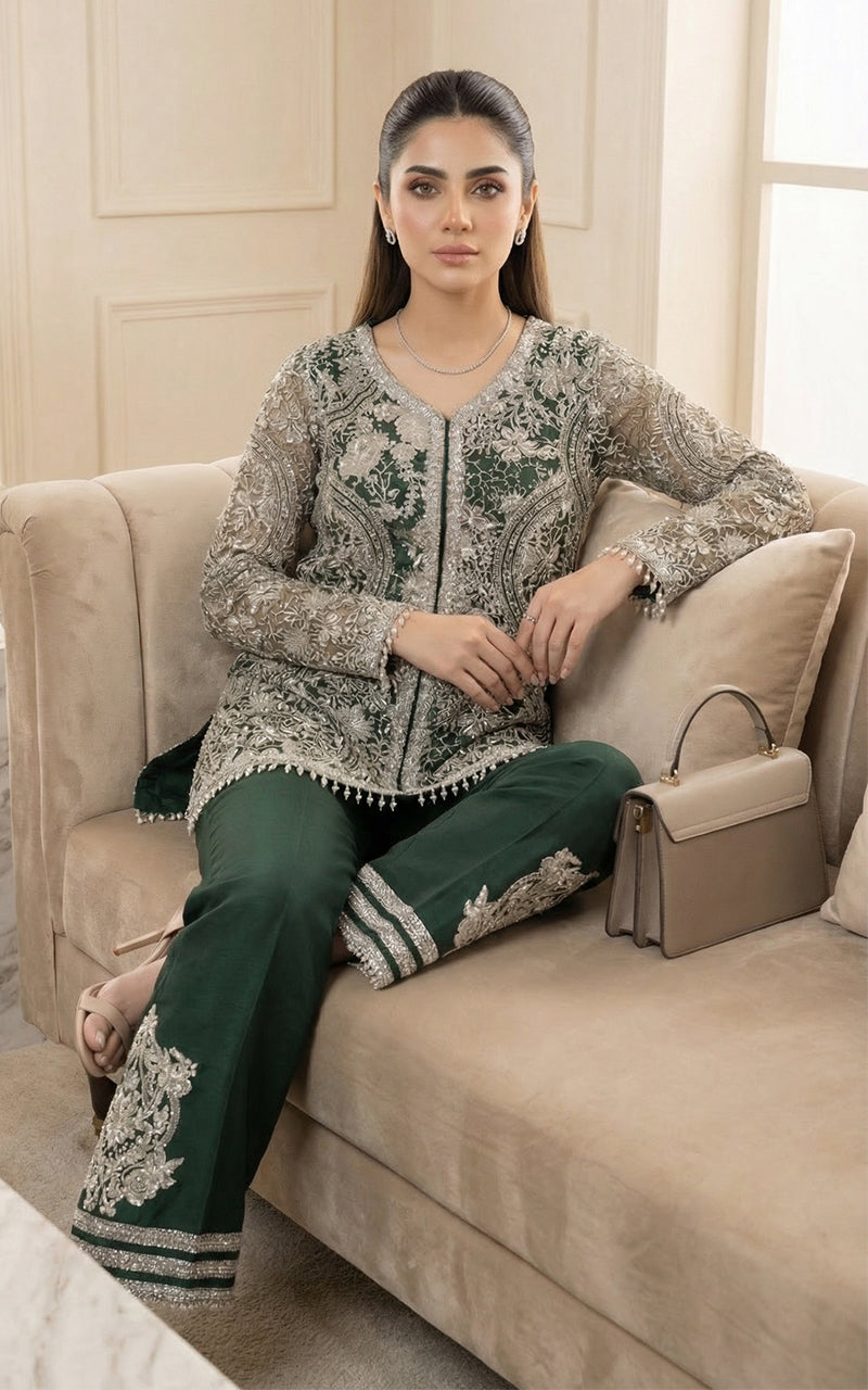 Embroidered Jacket With Trouser