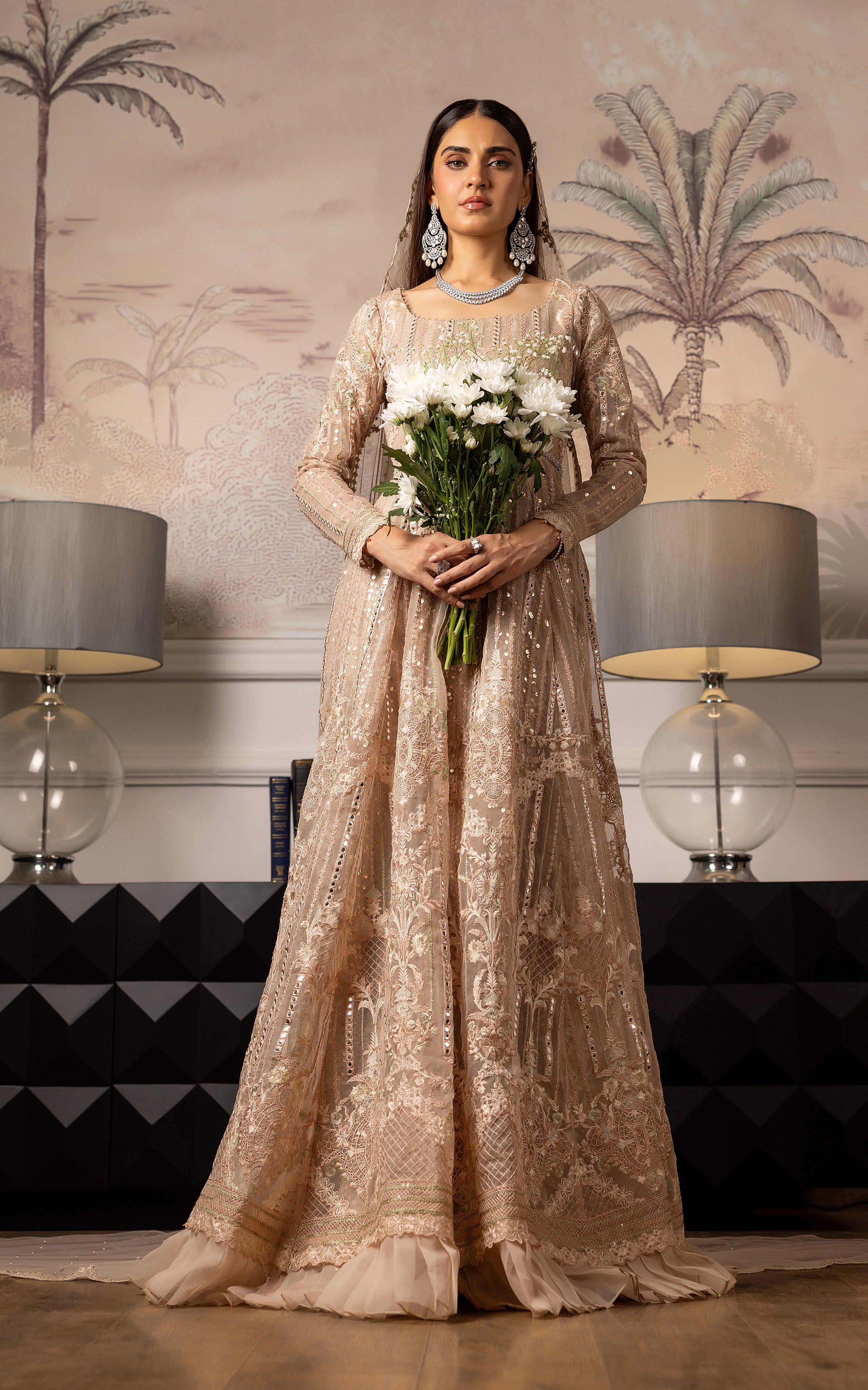 Unstitched Net Embroidered Maxi