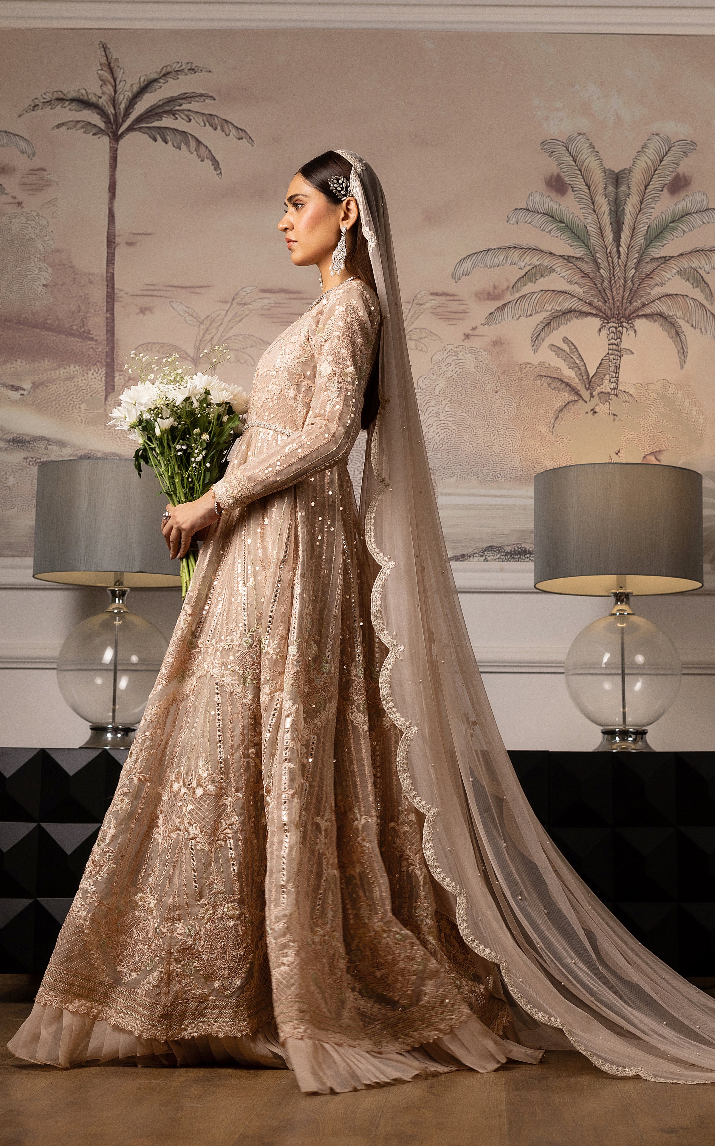 Unstitched Net Embroidered Maxi