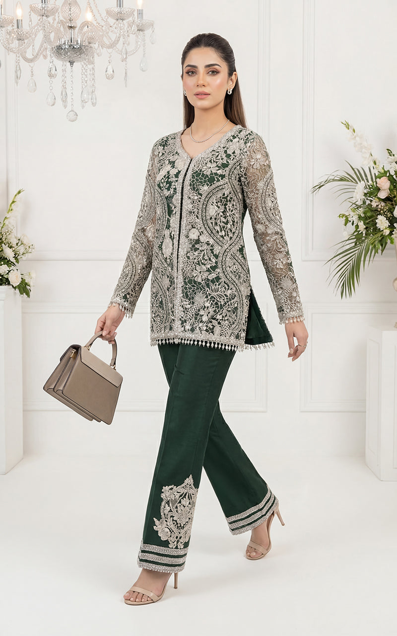 Embroidered Jacket With Trouser