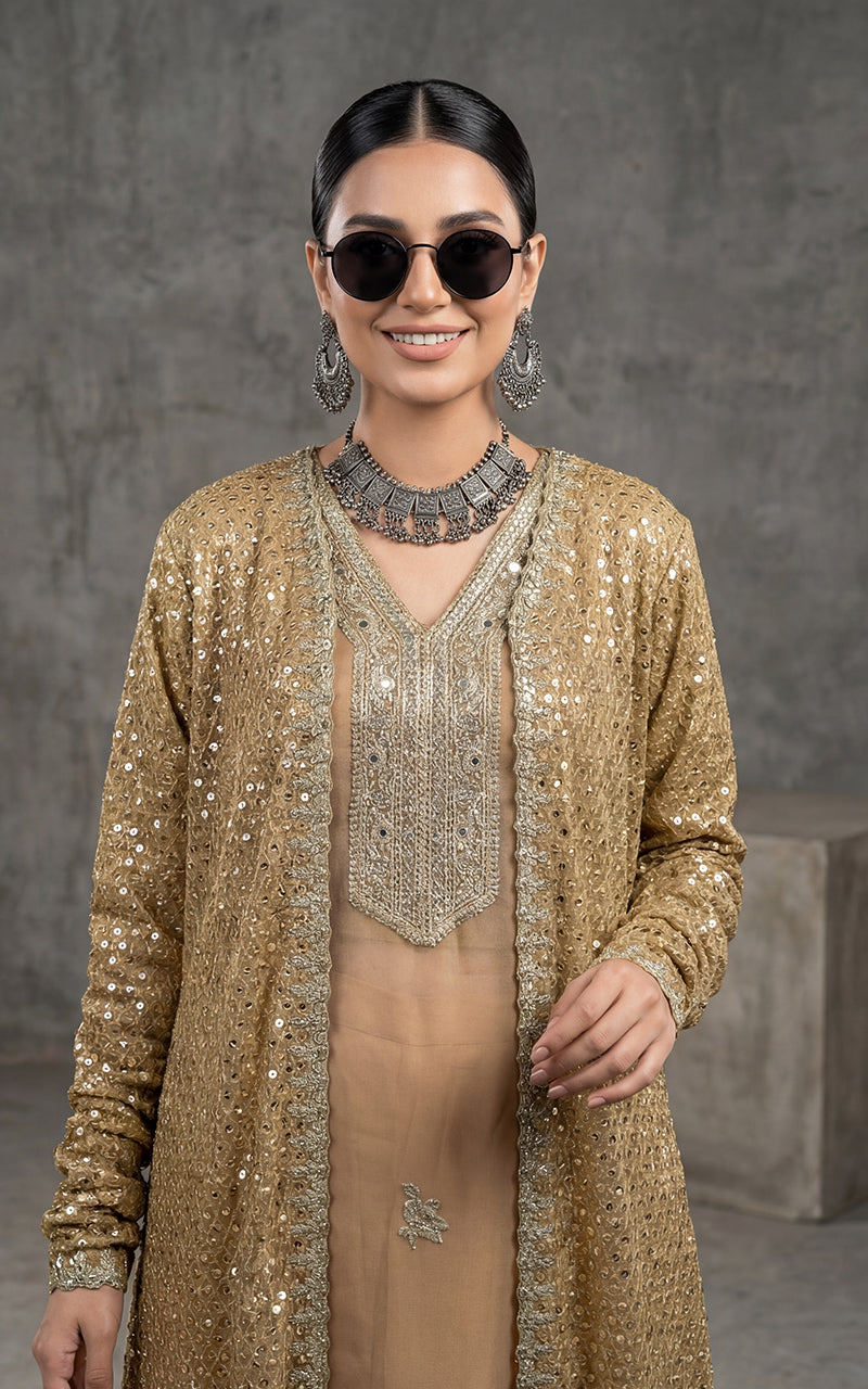 Embroidered Jacket With Shirt And Trouser