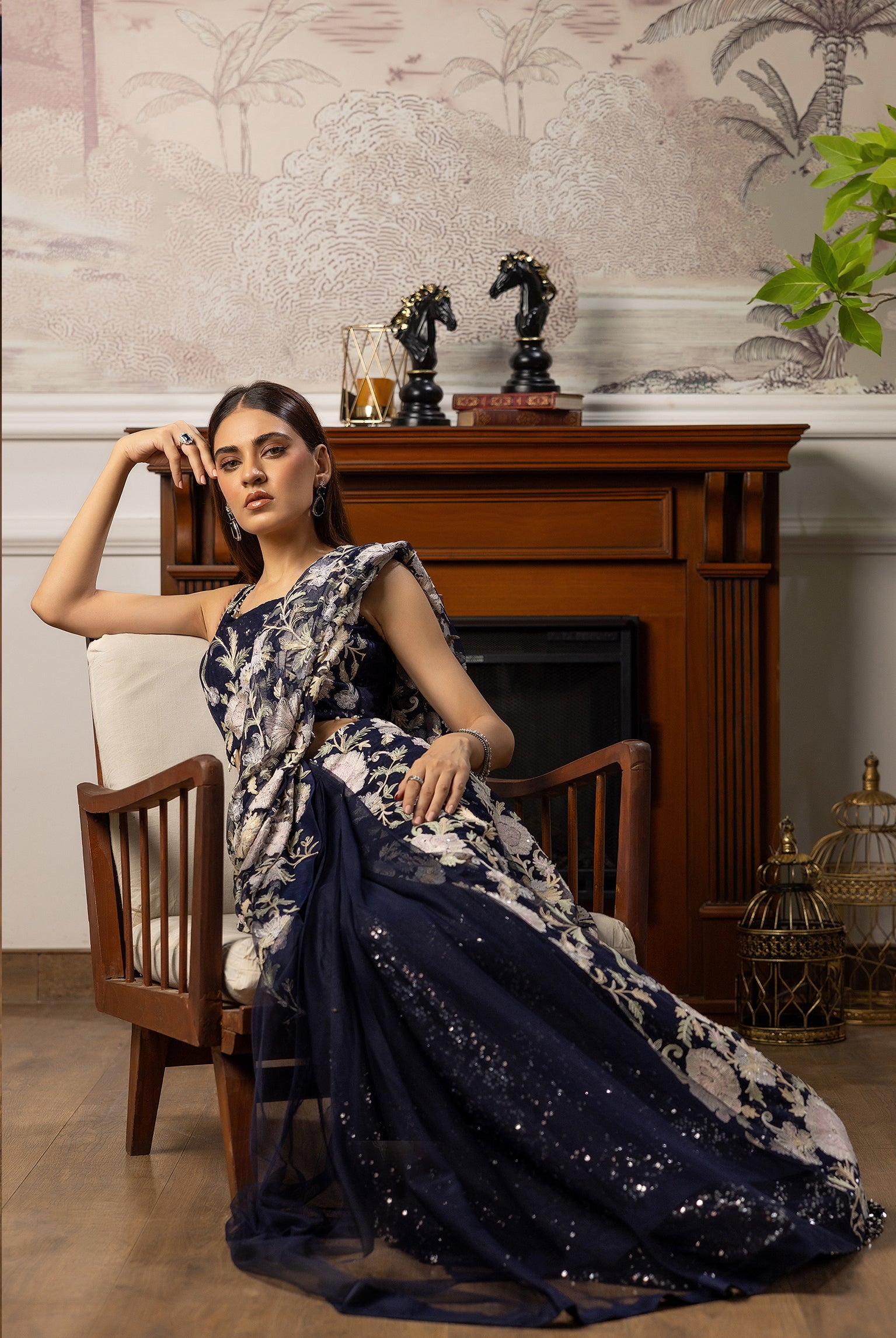 Unstitched Net Embroidered Saree