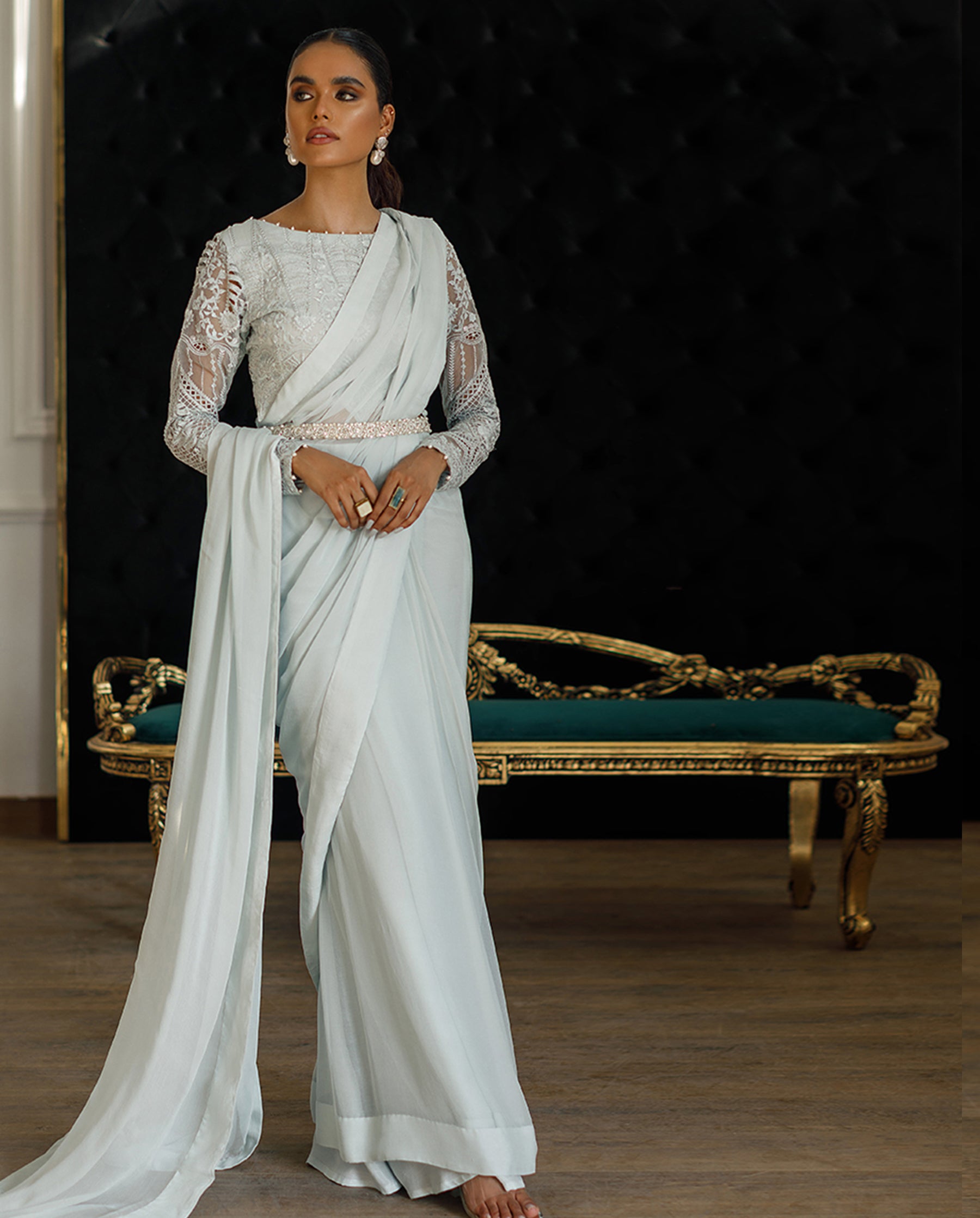 Unstitched Embroidered Saree