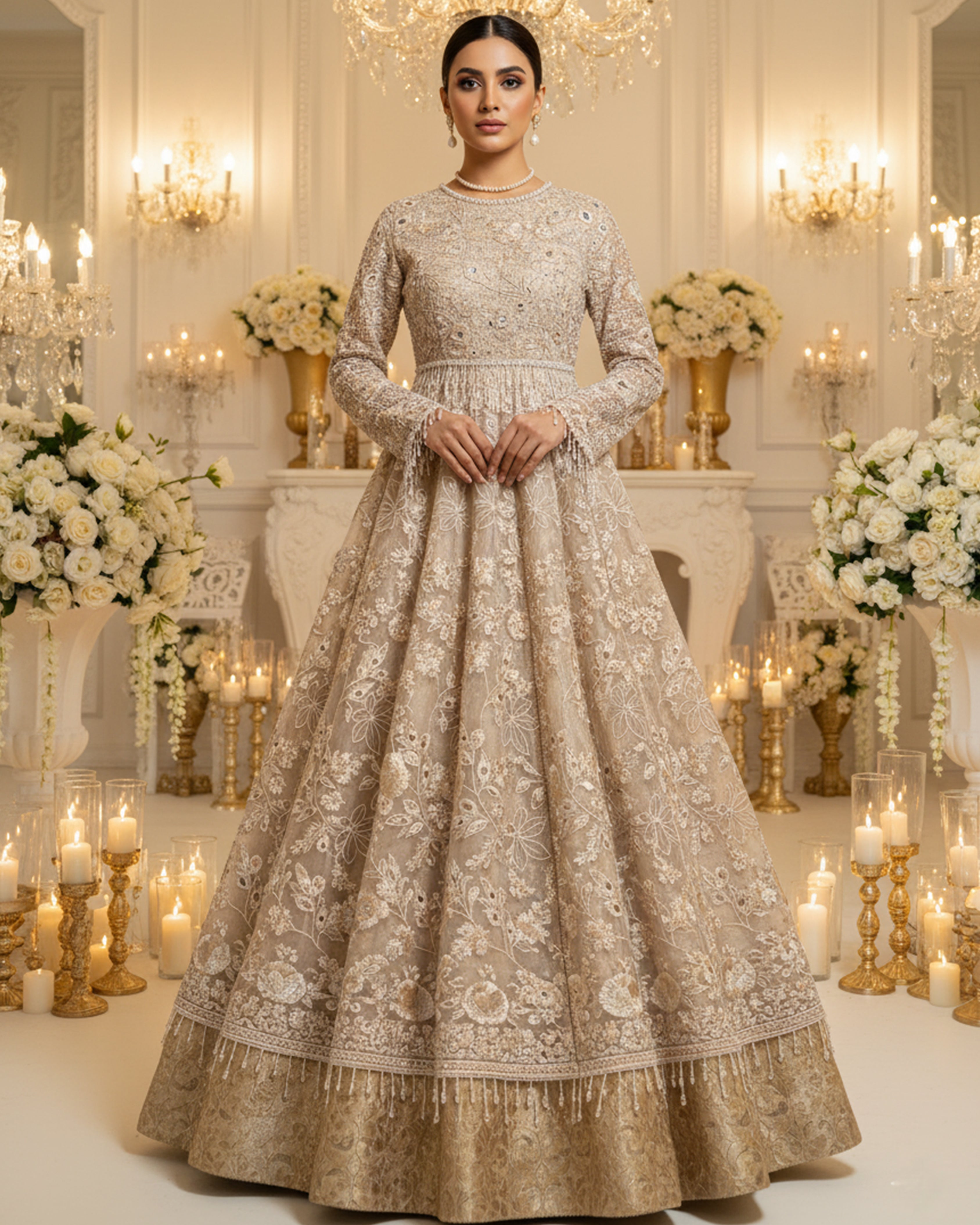 Embroidered Dress With Skirt
