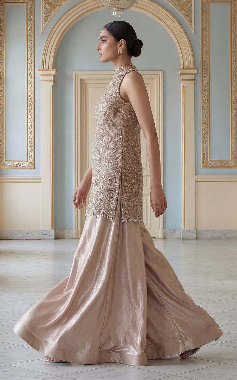 Embroidered Shirt With Gharara