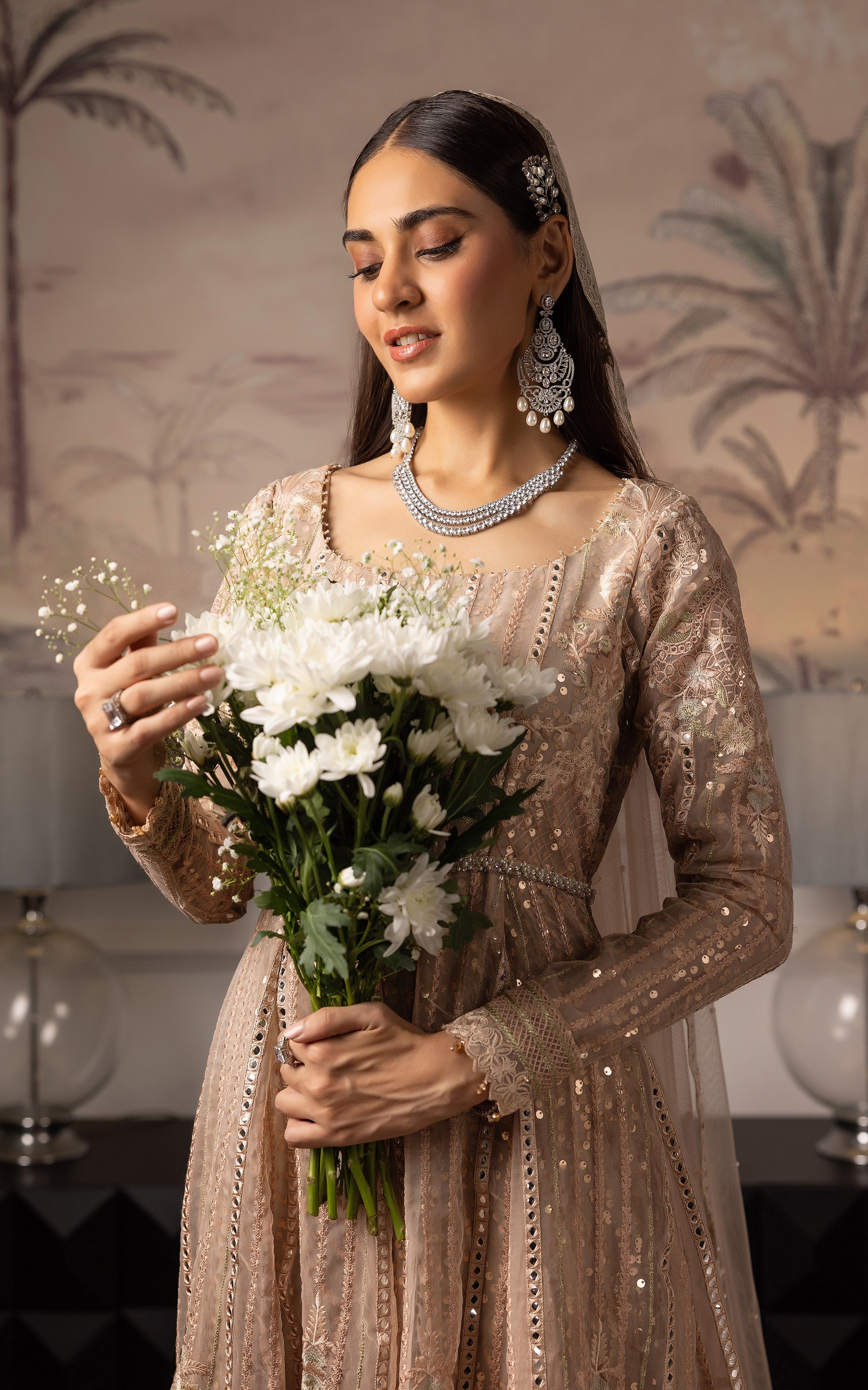 Unstitched Net Embroidered Maxi