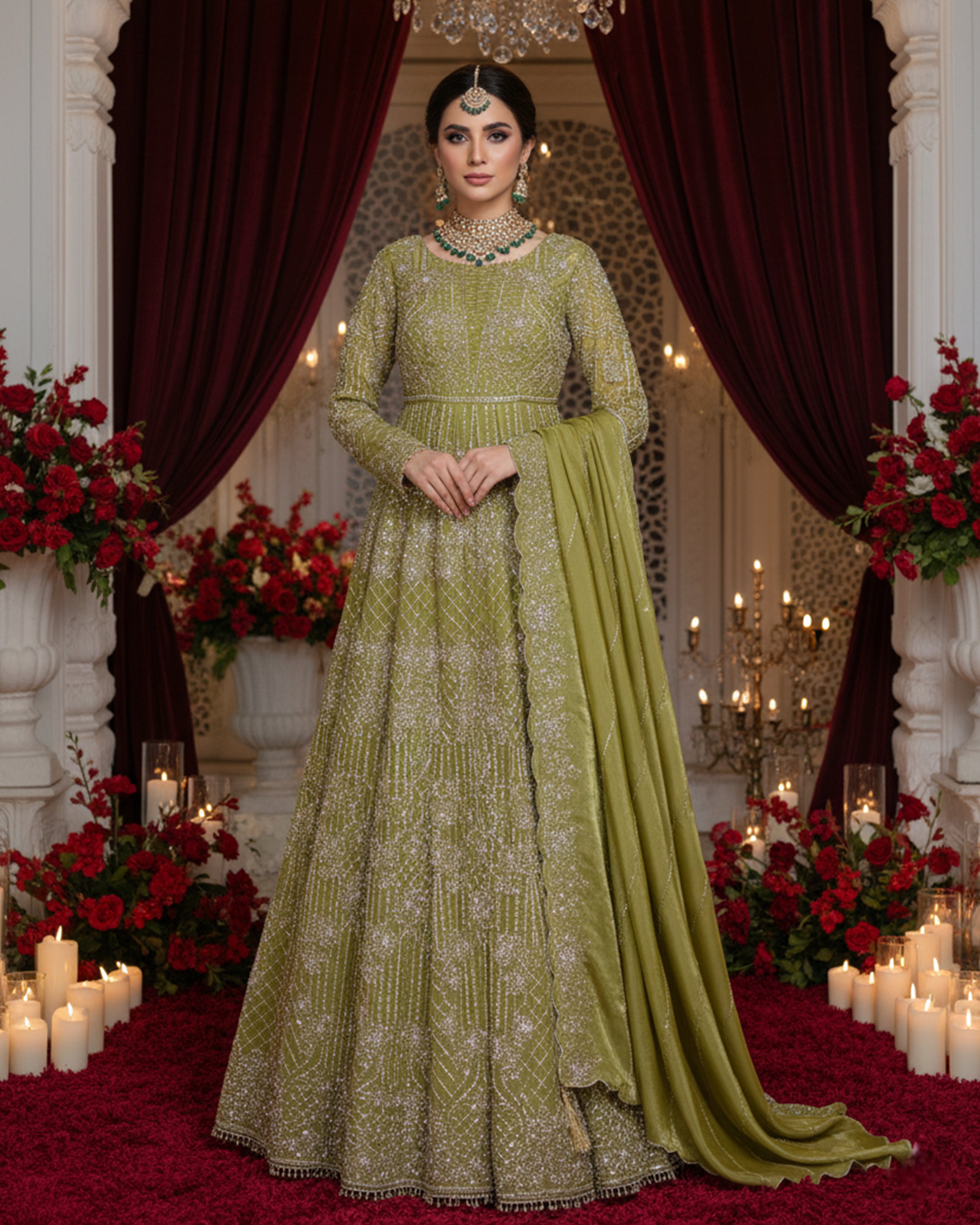Embroidered Maxi With Dupatta