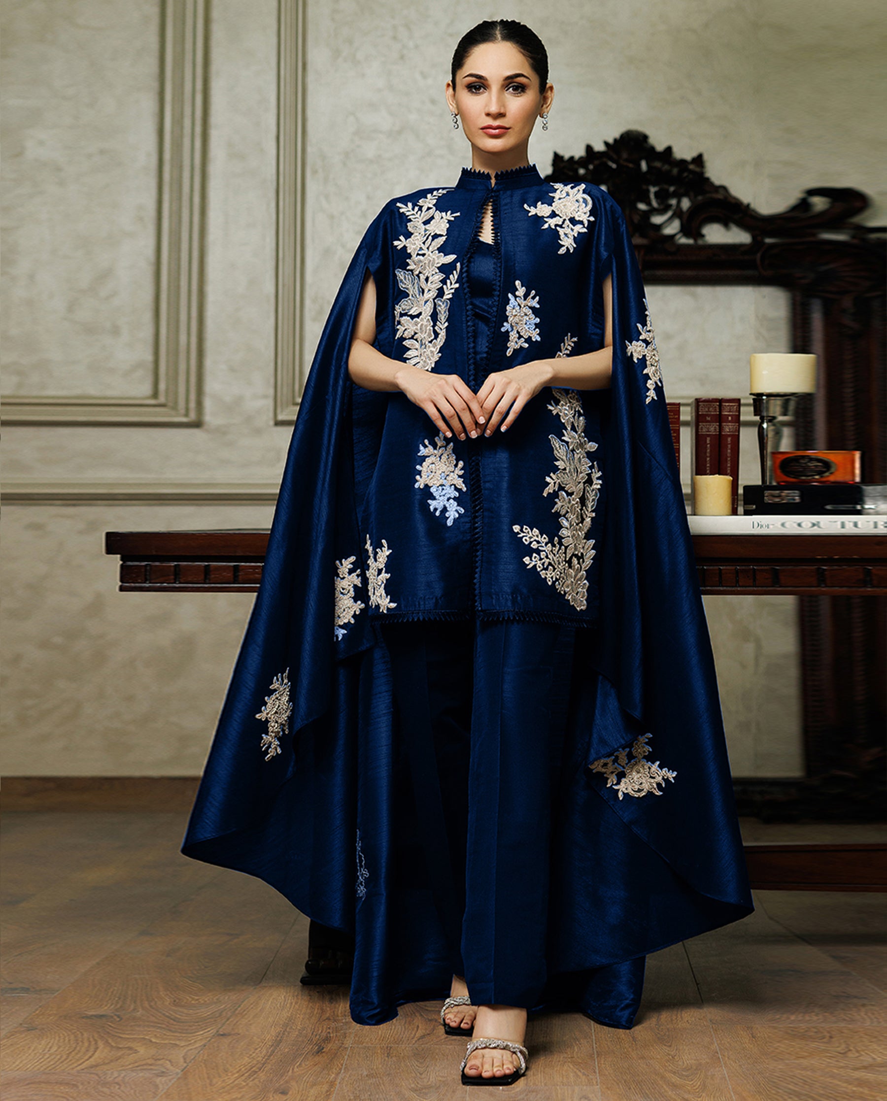 Embroidered Cape With Trouser