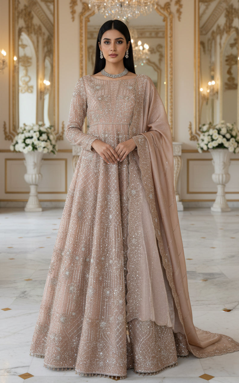 Embroidered Maxi With Dupatta