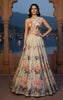 Unstitched Embellished Blouse With Printed Lehenga