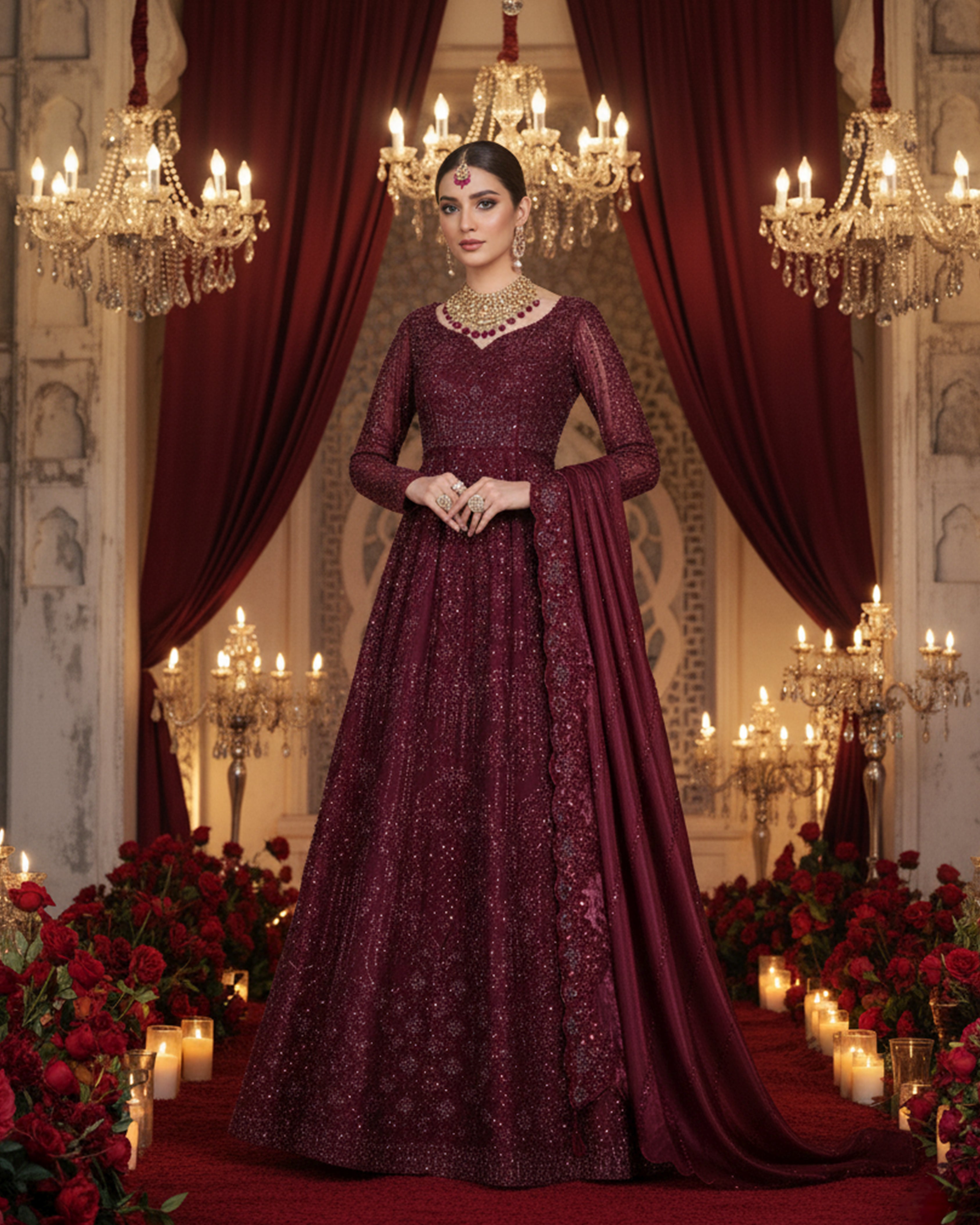 Embroidered Maxi With Dupatta