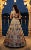 Unstitched Embellished Blouse With Printed Lehenga