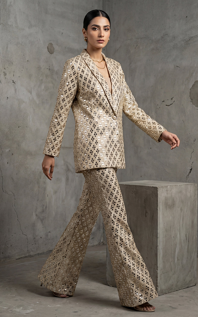 Embroidered Jacket With Trouser