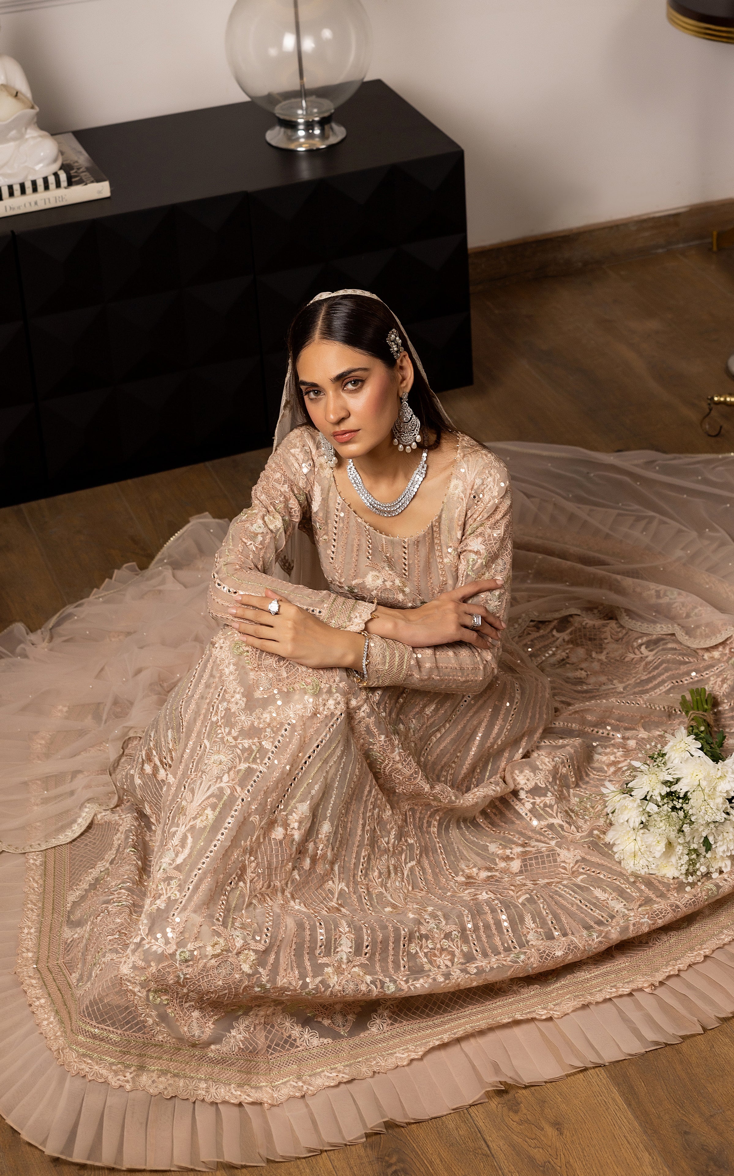Unstitched Net Embroidered Maxi