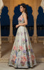 Unstitched Embellished Blouse With Printed Lehenga