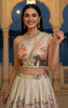 Unstitched Embellished Blouse With Printed Lehenga
