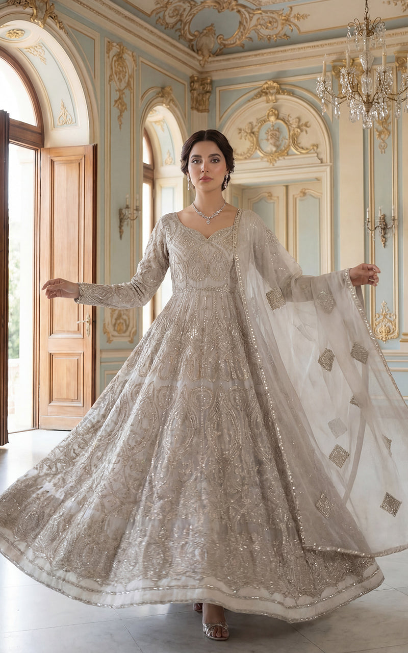 Embroidered Maxi With Dupatta