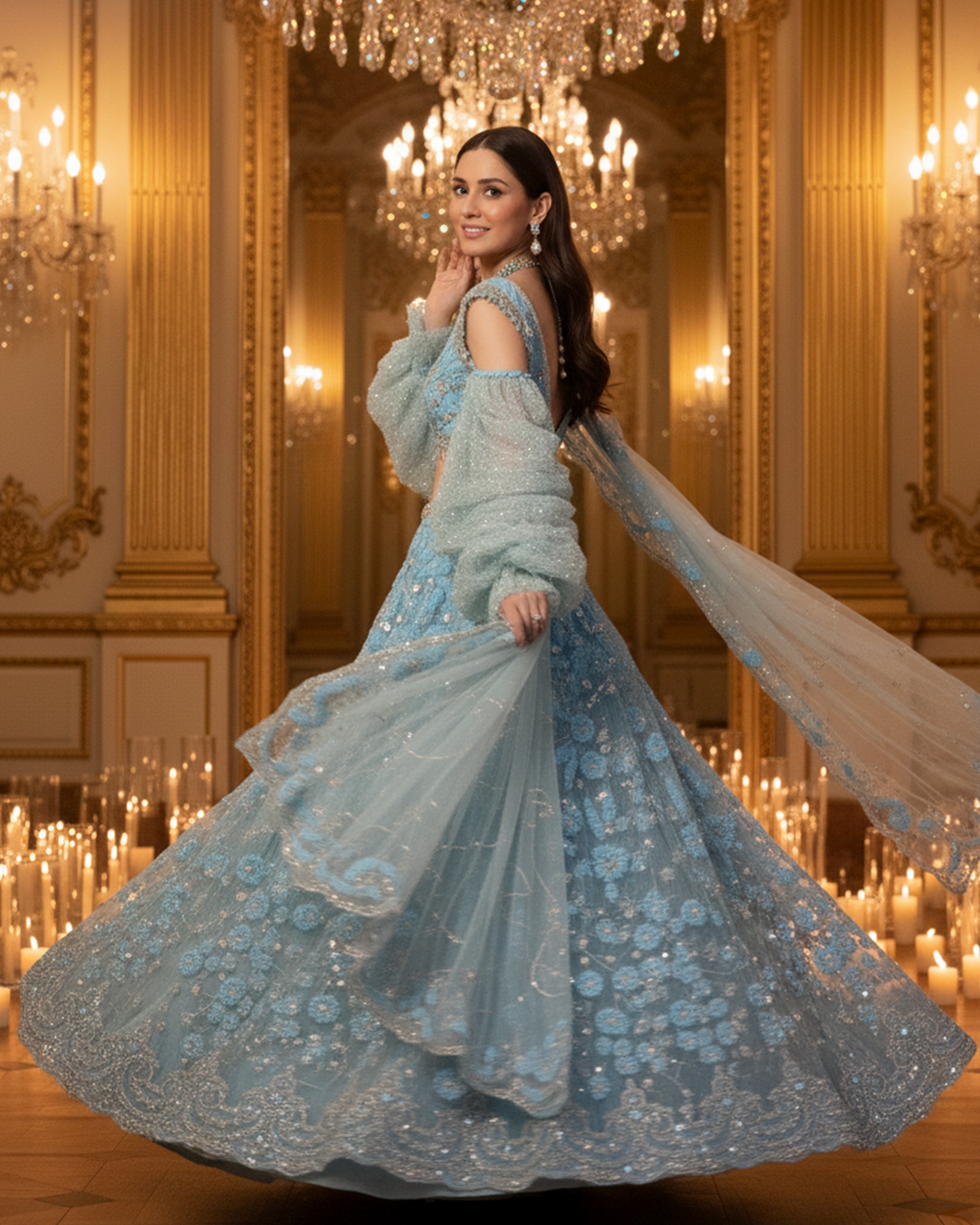 Embroidered Blouse With Lehenga