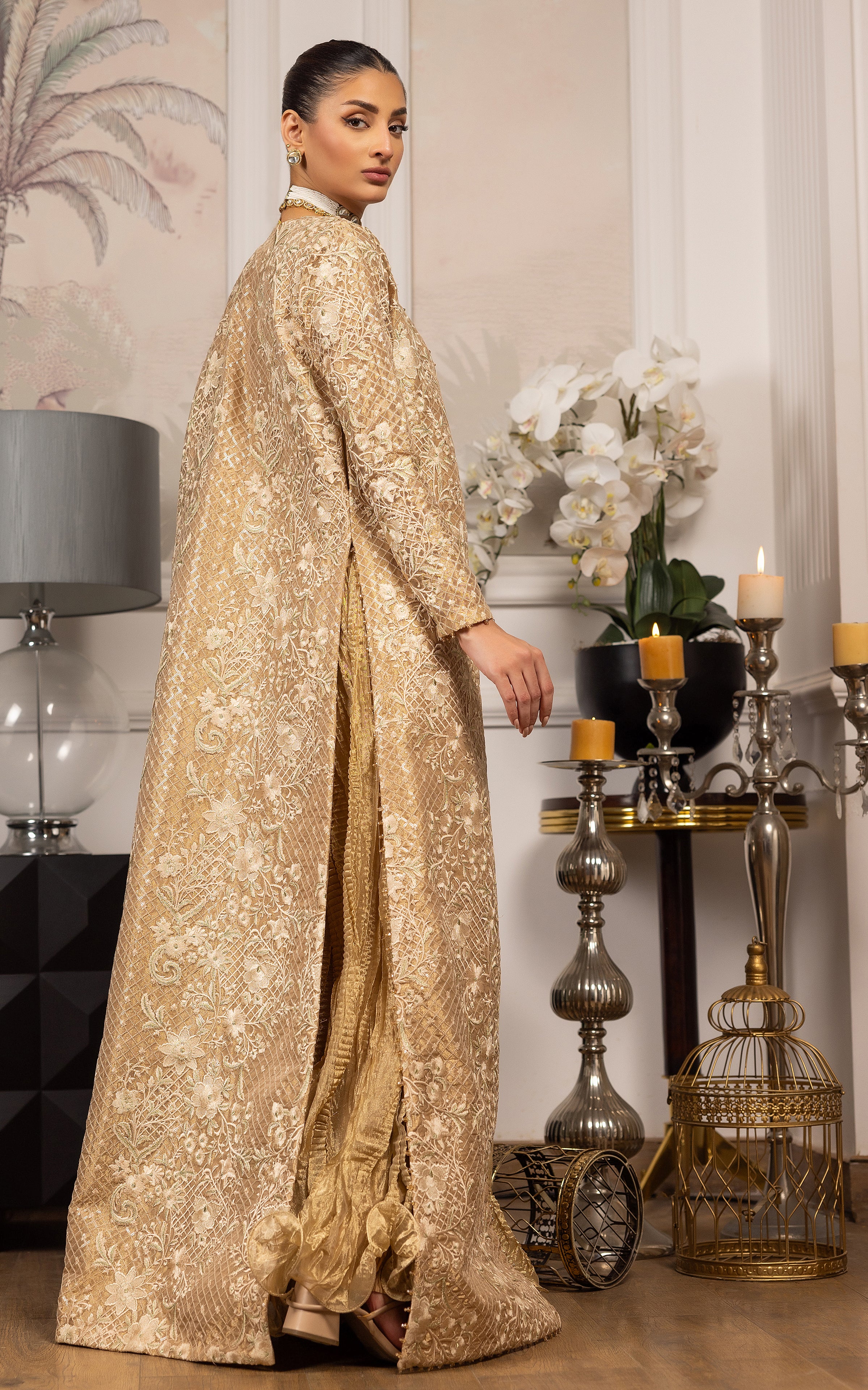 Embroidered Jacket With Embroidered Tube And Skirt