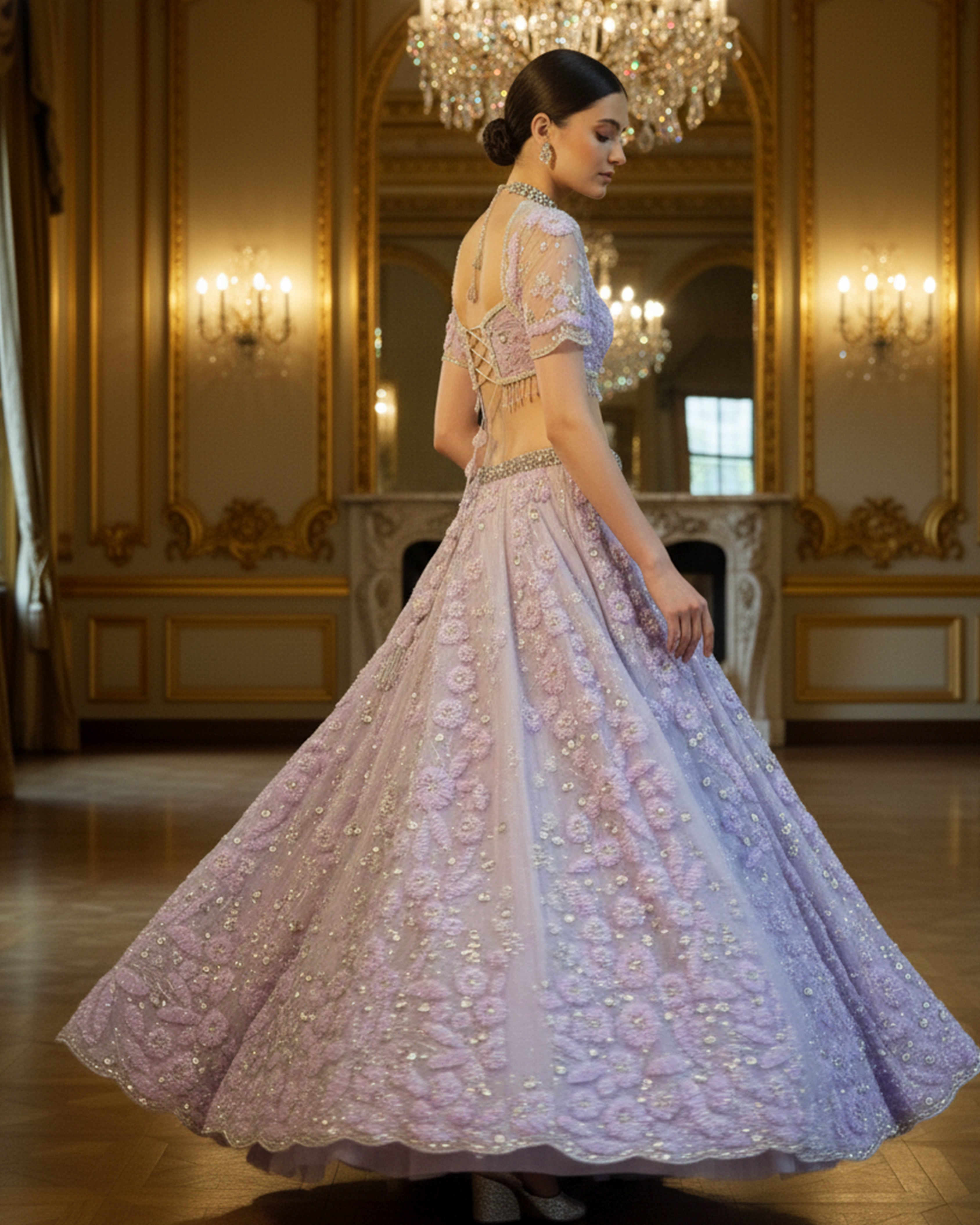 Embroidered Blouse With Lehenga